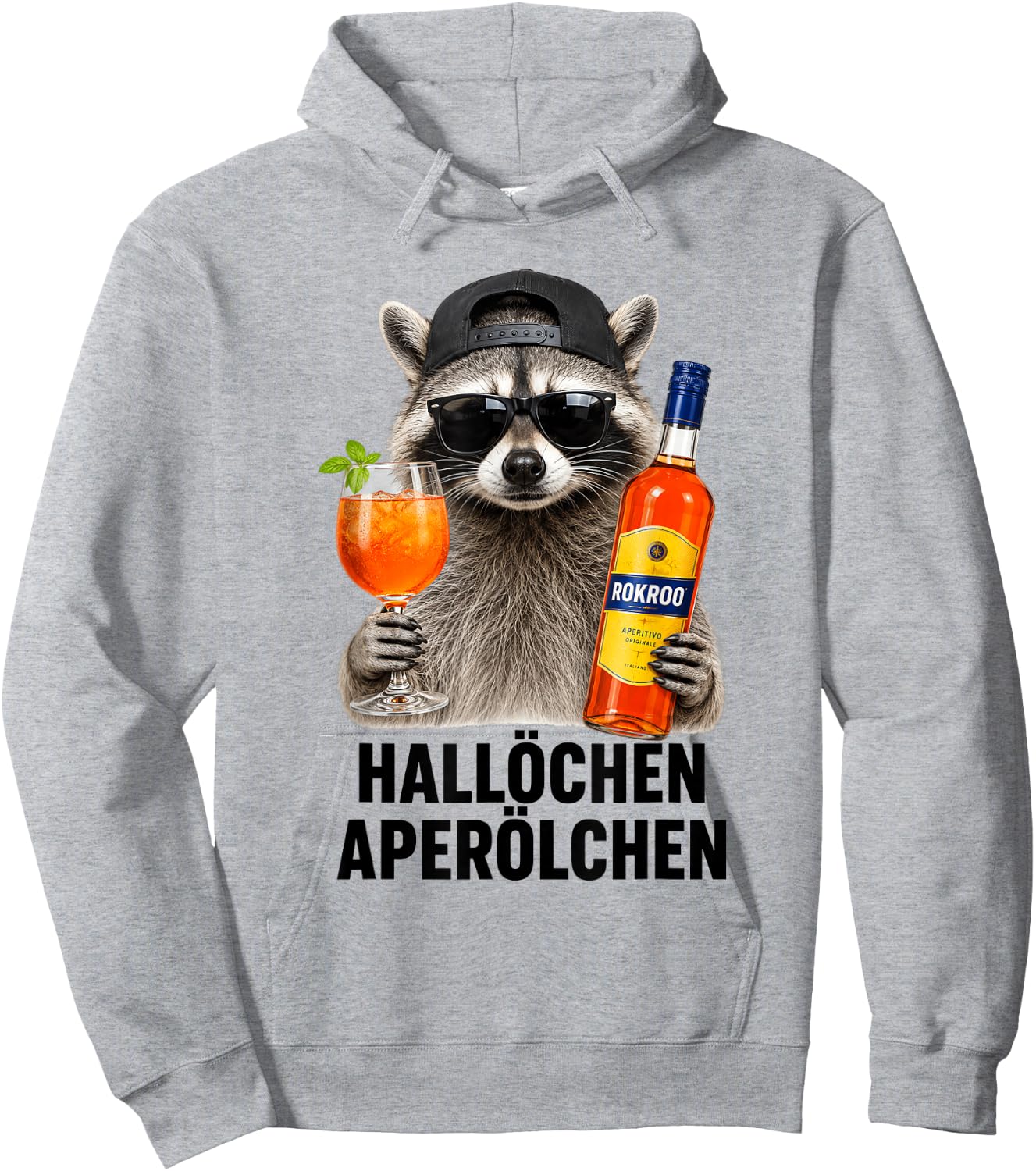 Waschbär Aperitif Hallöchen Aperölchen - Lustiges Waschbär Hoodie - Hoodie | Ash