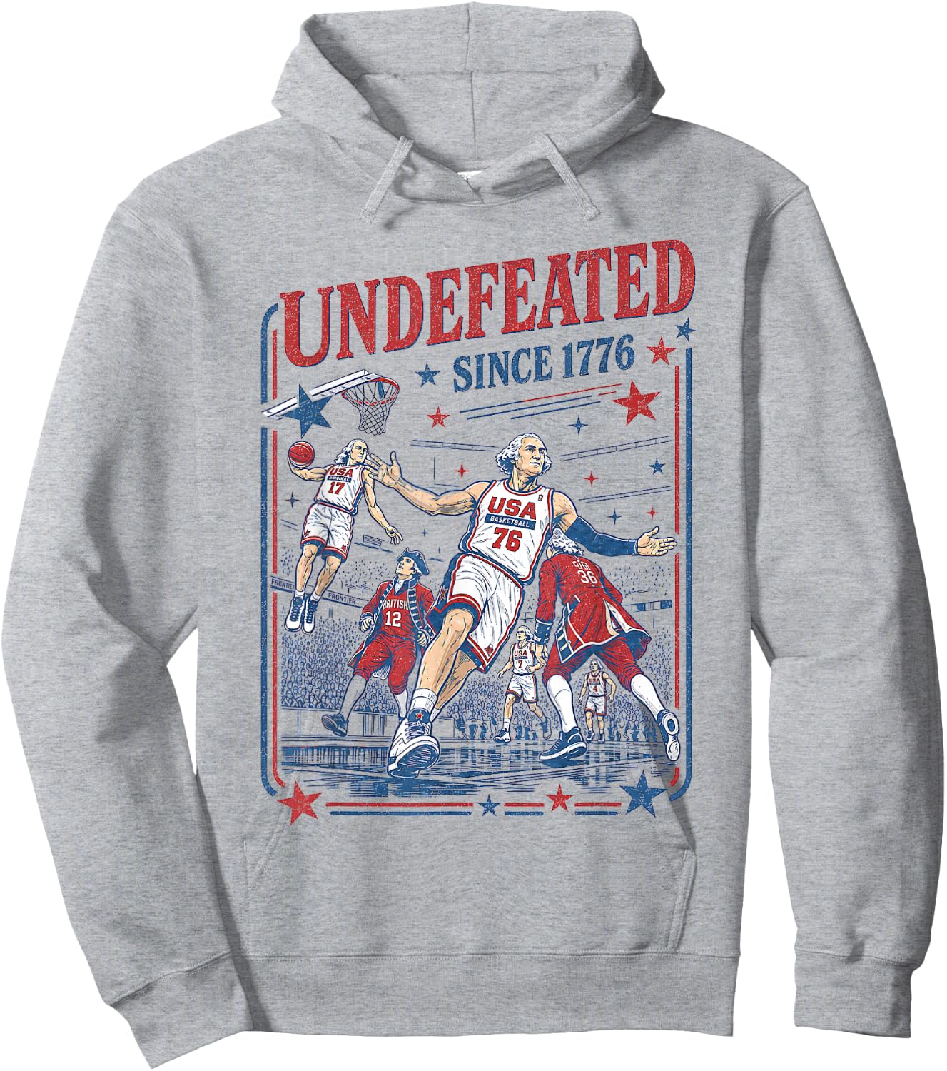 4th of July Basketball Undefeated Since 1776 250 Years Hoodie - Hoodie | Ash
