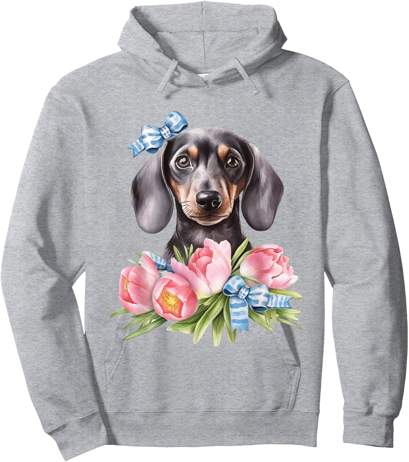 Floral Wildflower Wiener & Dachshund Hoodie - Hoodie | Ash