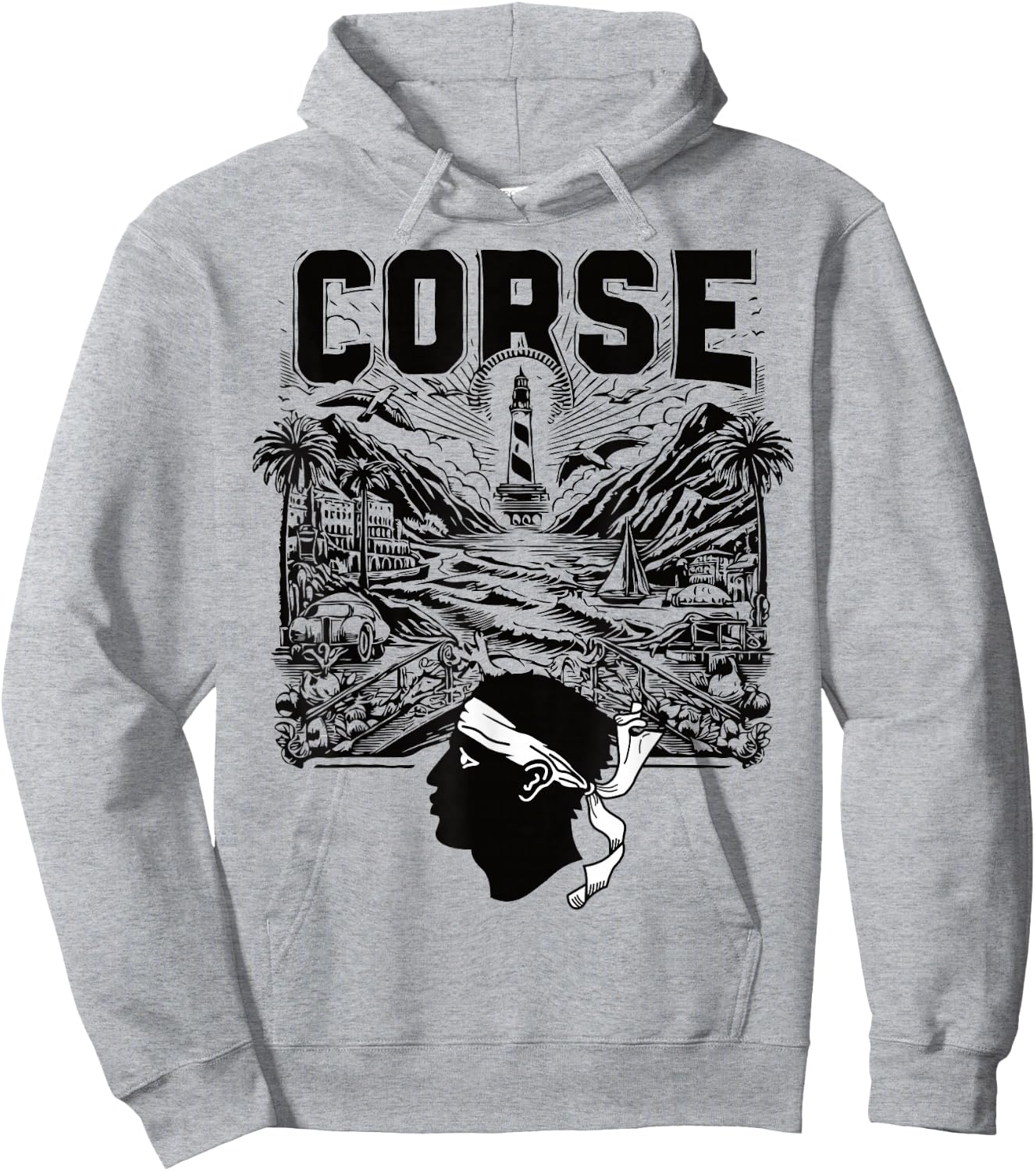 Beautiful Gift souvenir design Corsican flag symbol , white, S Hoodie - Hoodie | Ash