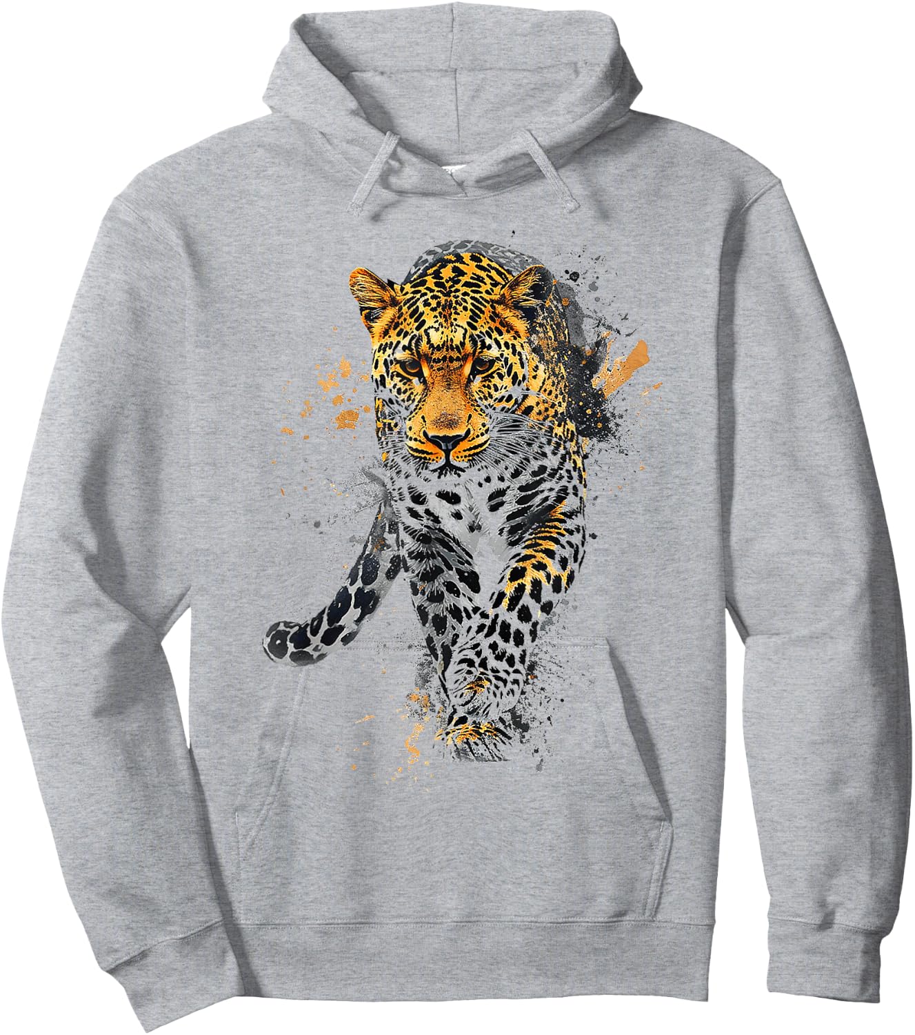 Leopard Animal Abstract Motif Drawing Art Painting Leopard Hoodie - Hoodie | Ash