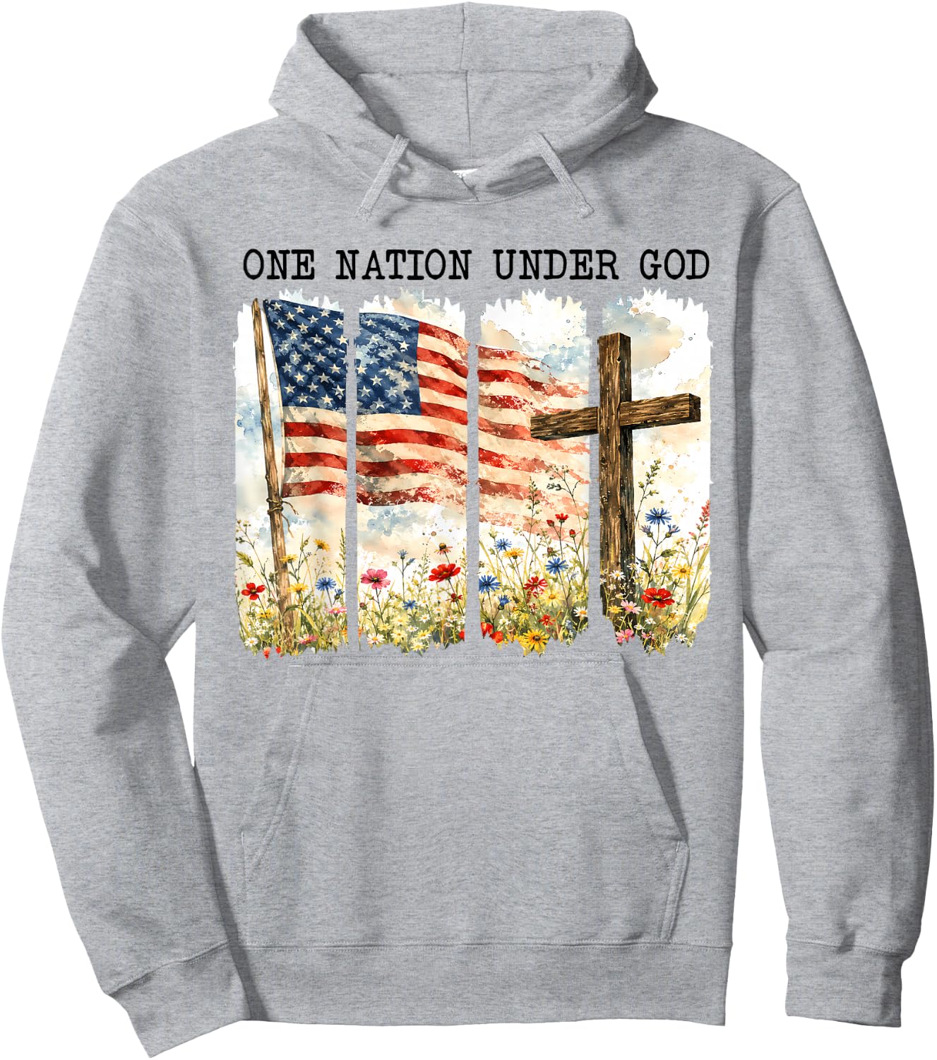 God Fourth of July Flag Jesus Patriotic Christian Men Women Hoodie - Hoodie | Ash