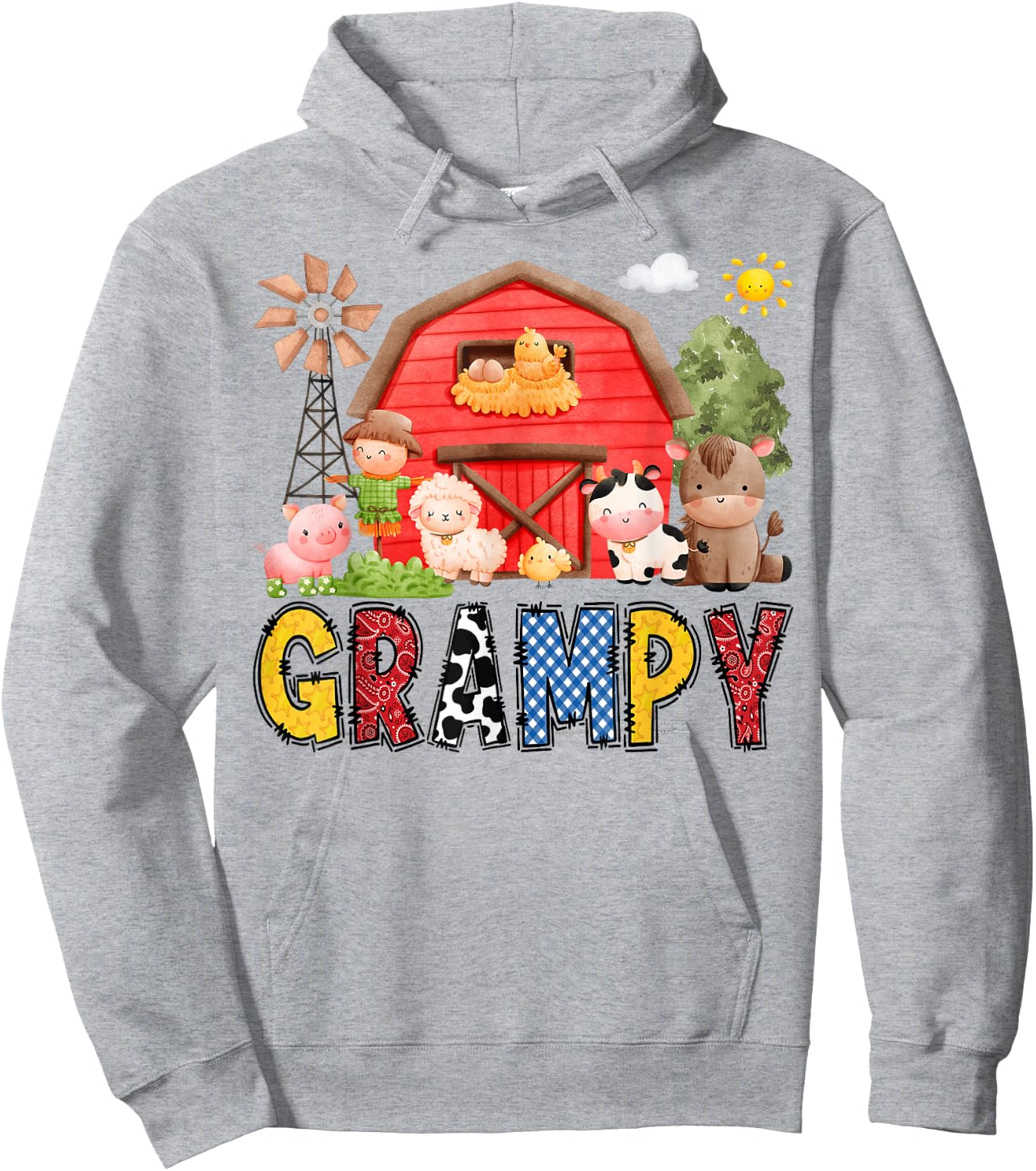 Grampy Farm Cow Birthday Boy Matching Family Matching Hoodie - Hoodie | Ash