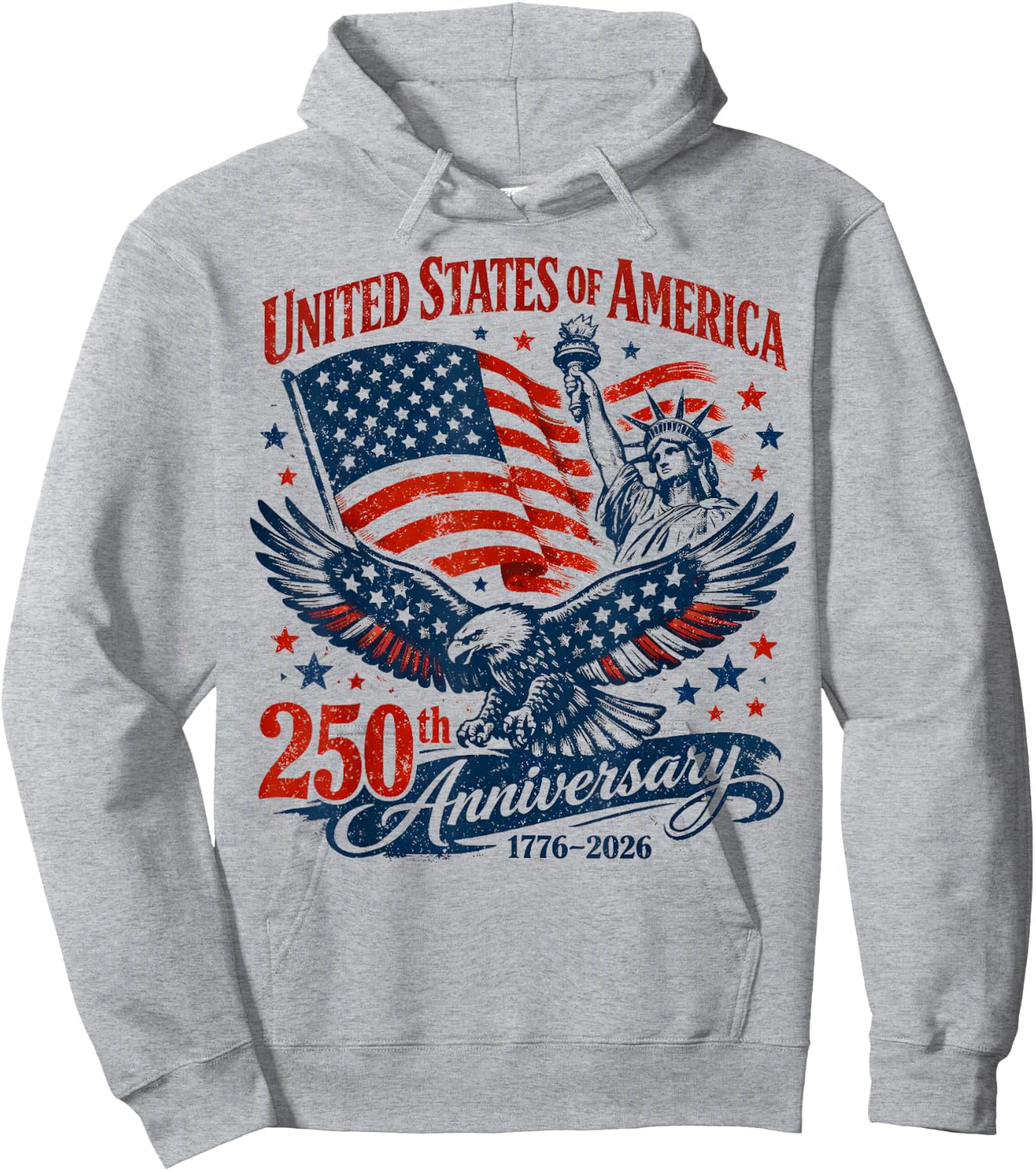 Vintage United States of America 250th Anniversary 1776 2026 Hoodie - Hoodie | Ash
