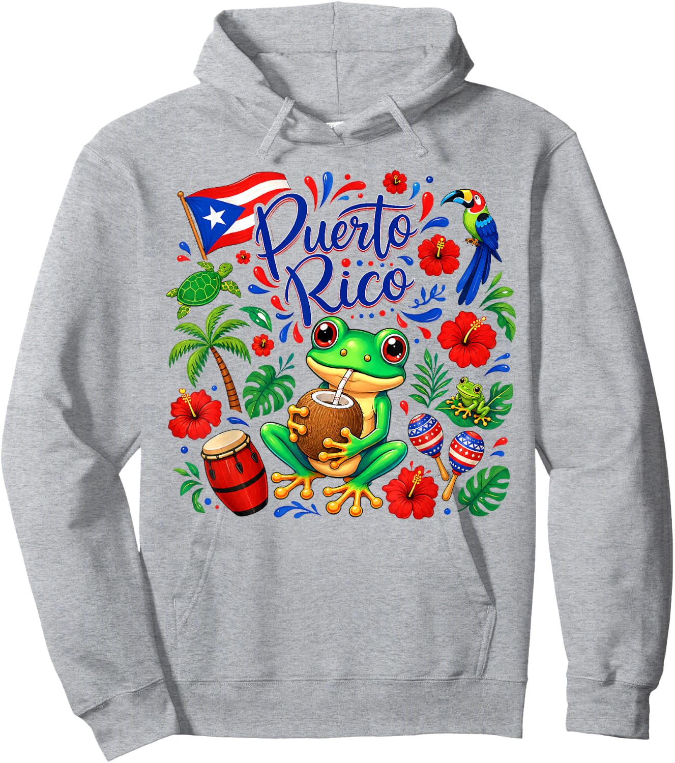 Hispanic Heritage Month Puerto Rico Coqui Frog Taino Symbol Hoodie - Hoodie | Ash
