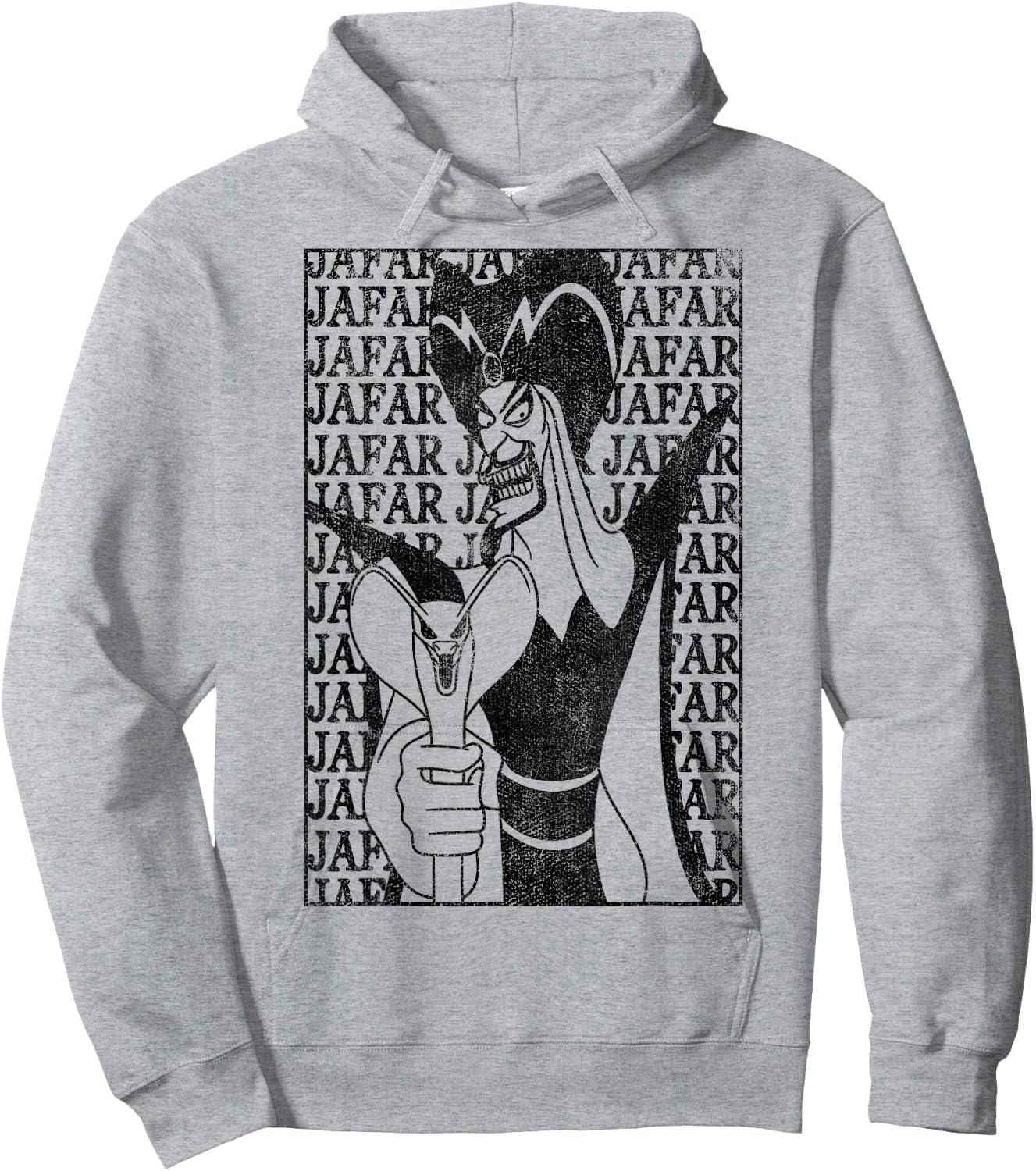 Disney Villains Jafar Word Wall Poster Black and White Hoodie - Hoodie | Ash