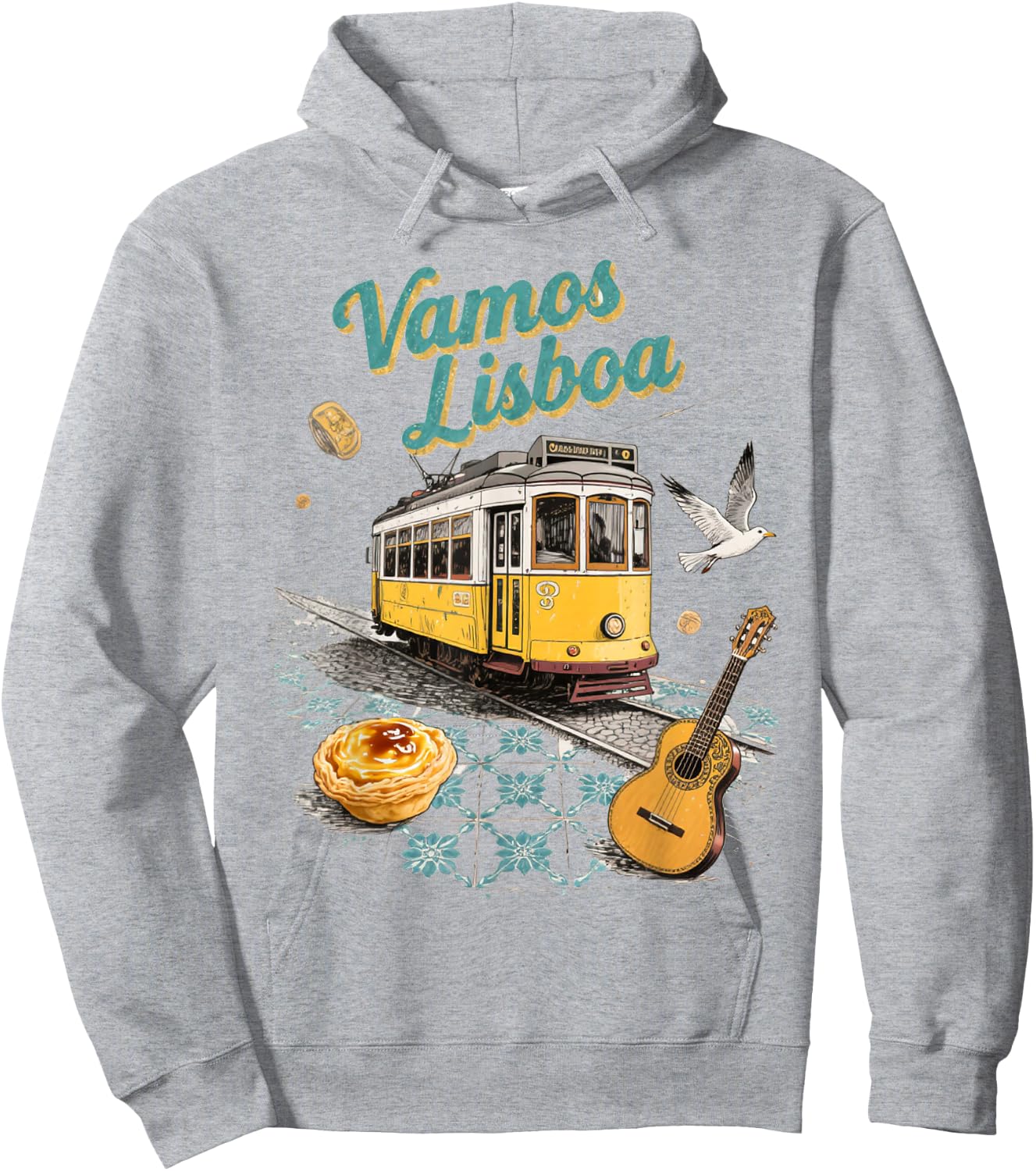 Vamos Lisboa Lisbonne Portugal Souvenir de Voyage rétro Hoodie - Hoodie | Ash