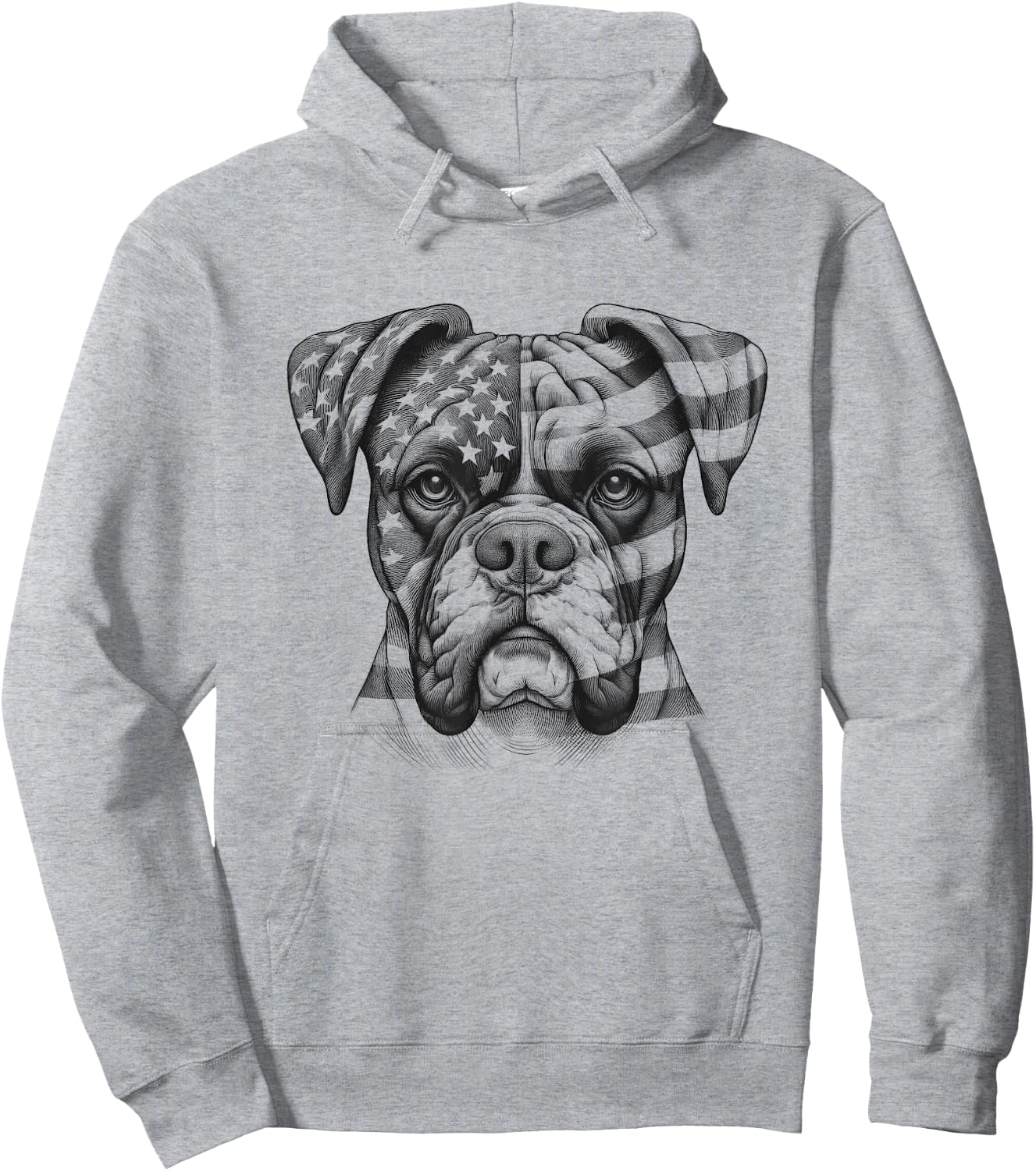 Boxer Dog American Flag USA 4th of July Design Idea Hoodie - Hoodie | Ash