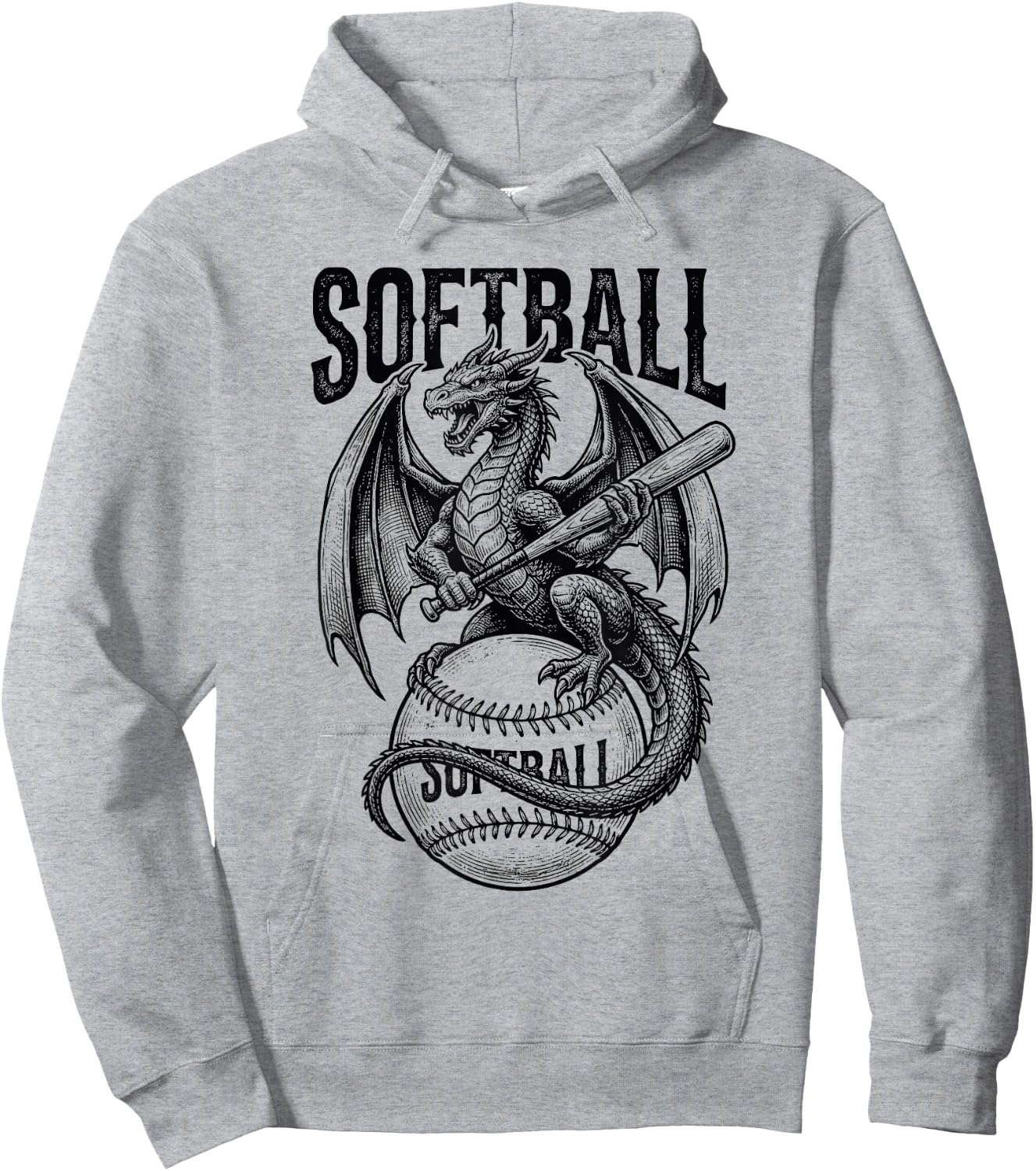 Softball Dragon Hoodie - Hoodie | Ash