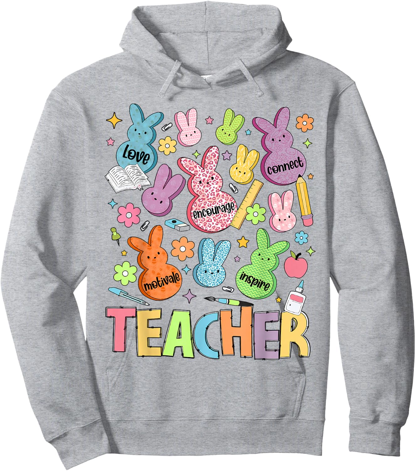 Teacher of the Sweetest Bunny Easter Day Teaching Hoodie - Hoodie | Ash