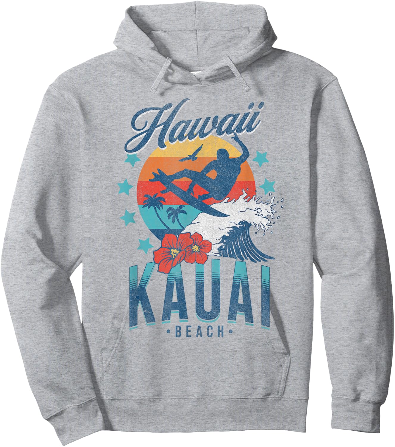 Kauai Beach Hawaii Surfing Vintage Hawaiian Retro Surf Women Kids Hoodie - Hoodie | Ash