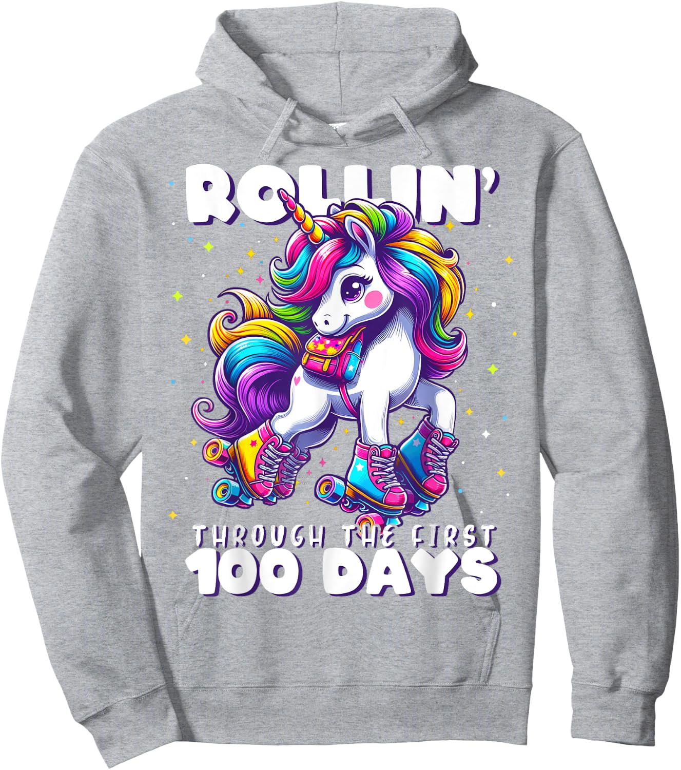 100 Days of School Girls Teacher 100th Day Unicorn Outfit Hoodie - Hoodie | Ash