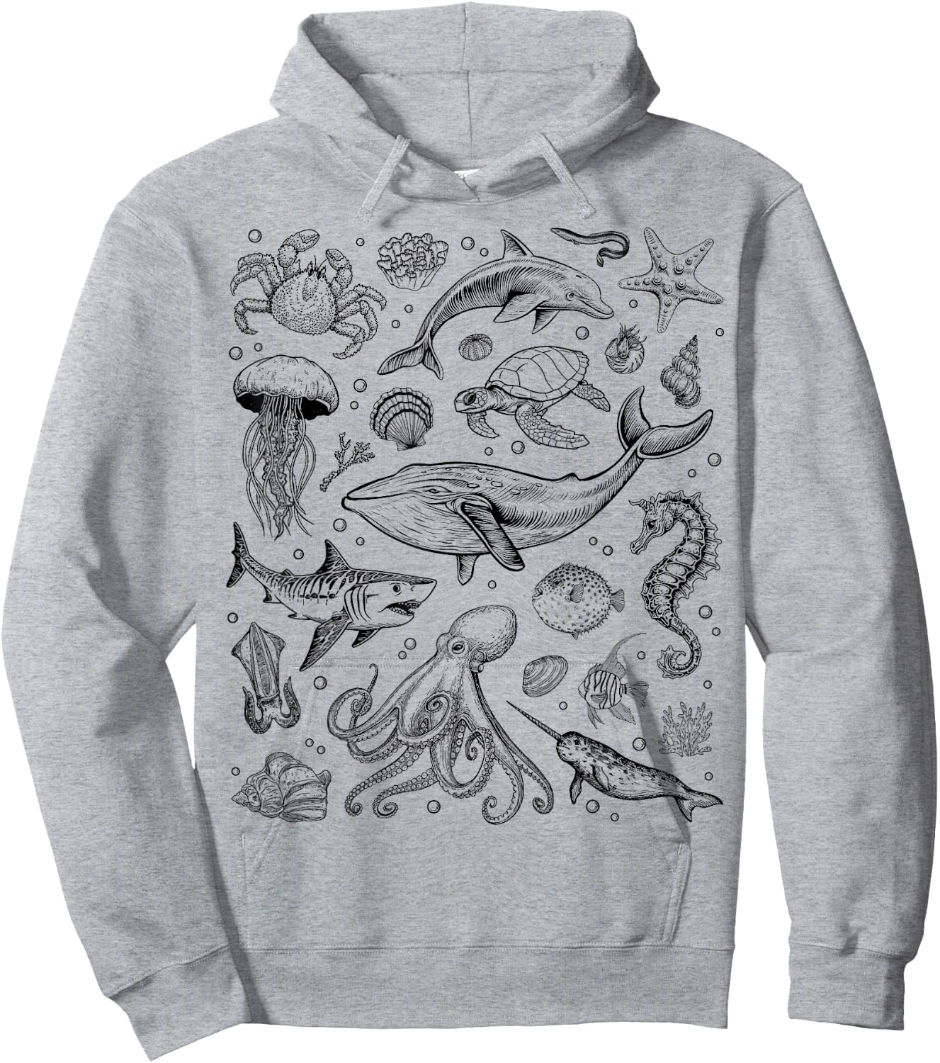 Ocean Life Dolphin Beach Fish 90s Vintage Graphic Hoodie - Hoodie | Ash