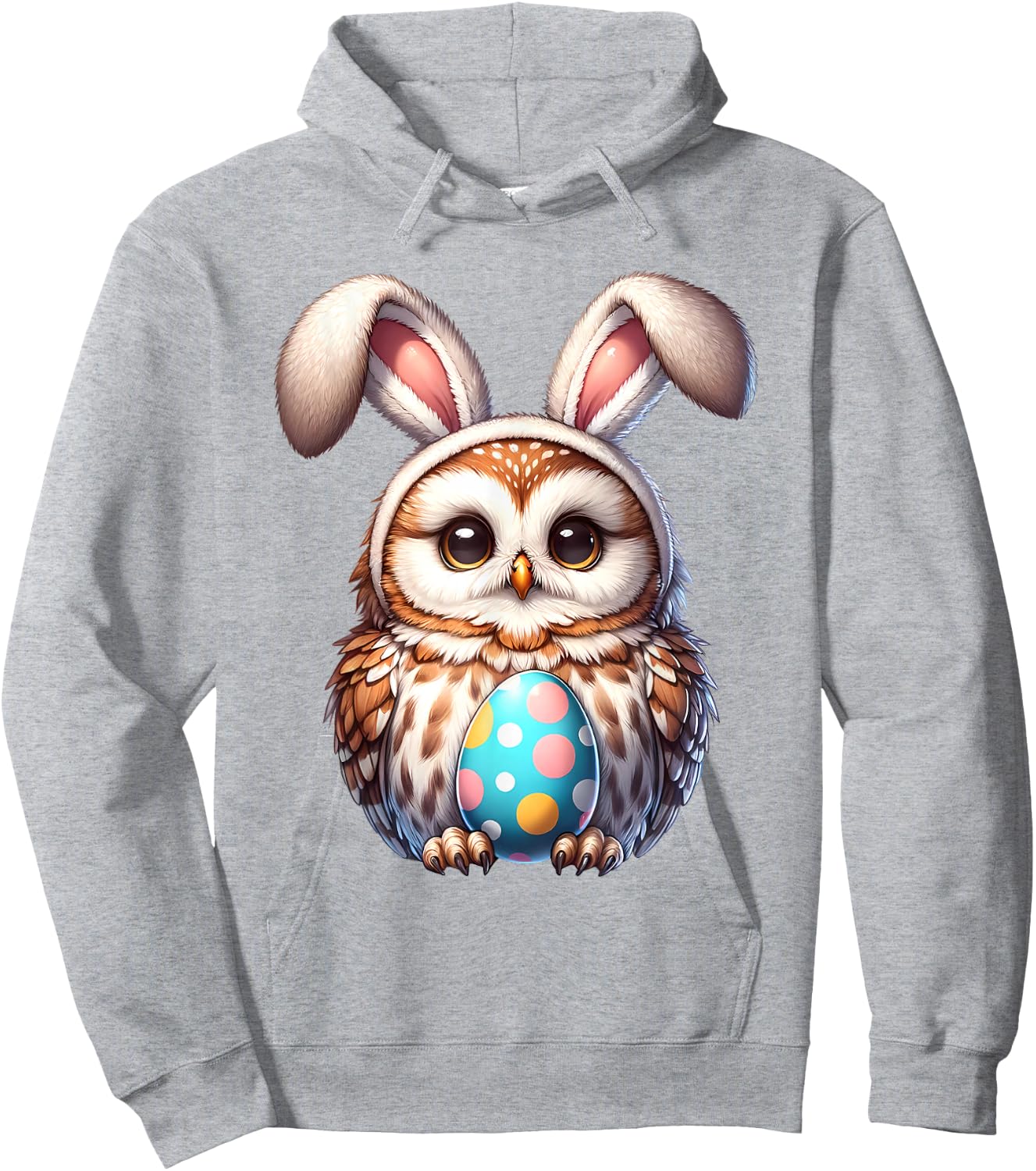 Funny Easter Owl Lover Egg Eggs Bunny Rabbit Bunnies Hoodie - Hoodie | Ash