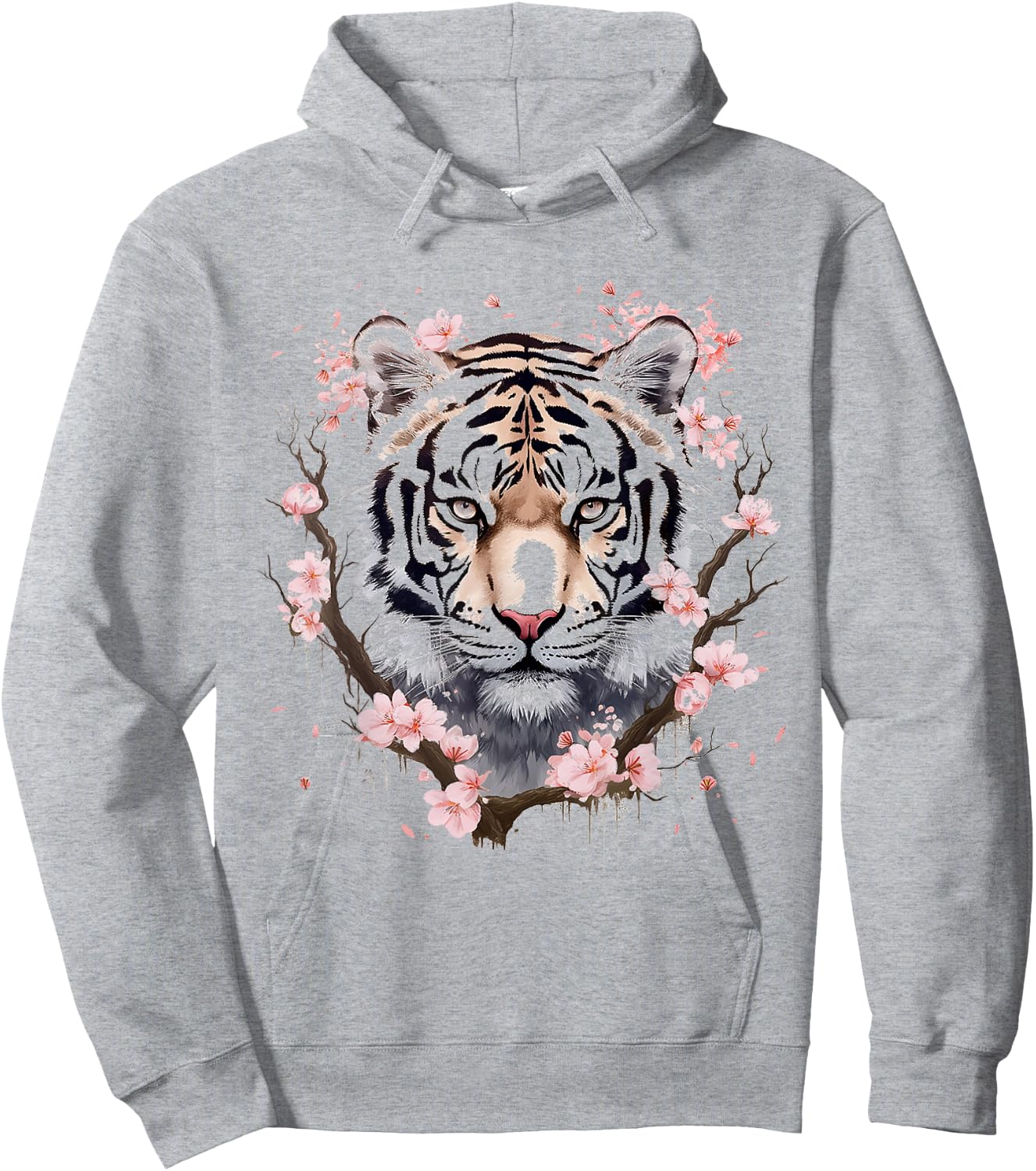 Tiger Animal Nature Pattern Art Abstract Face Tiger , white, S Hoodie - Hoodie | Ash