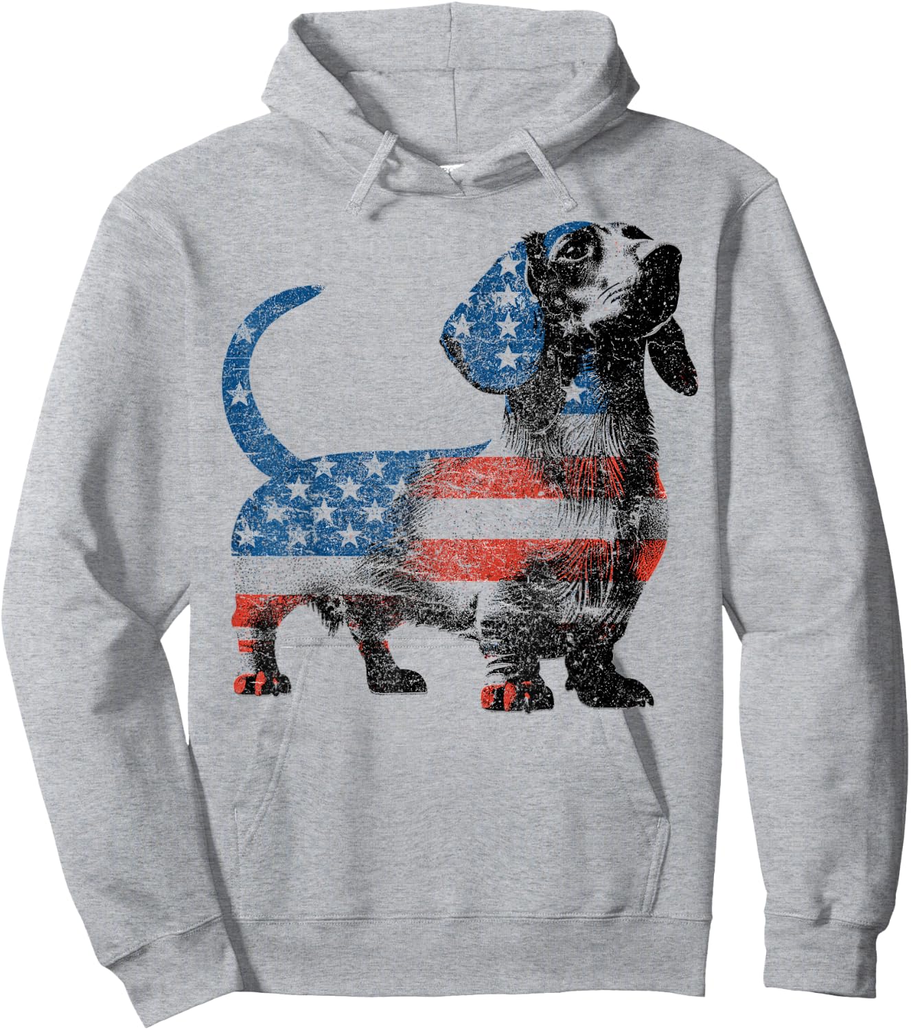 Patriotic Dachshund Dog Lovers American Flag 4th of July Hoodie - Hoodie | Ash