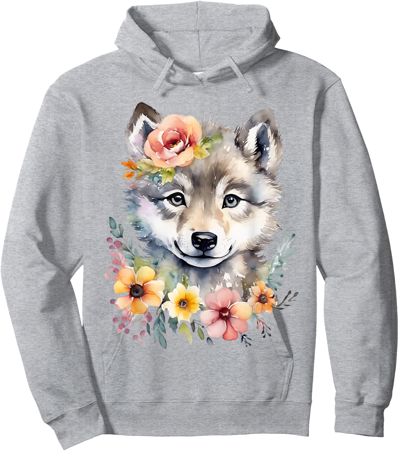 Cute Wolf Wolf Cub Wolf Motif Wolf Baby Cute Animal , White Hoodie - Hoodie | Ash