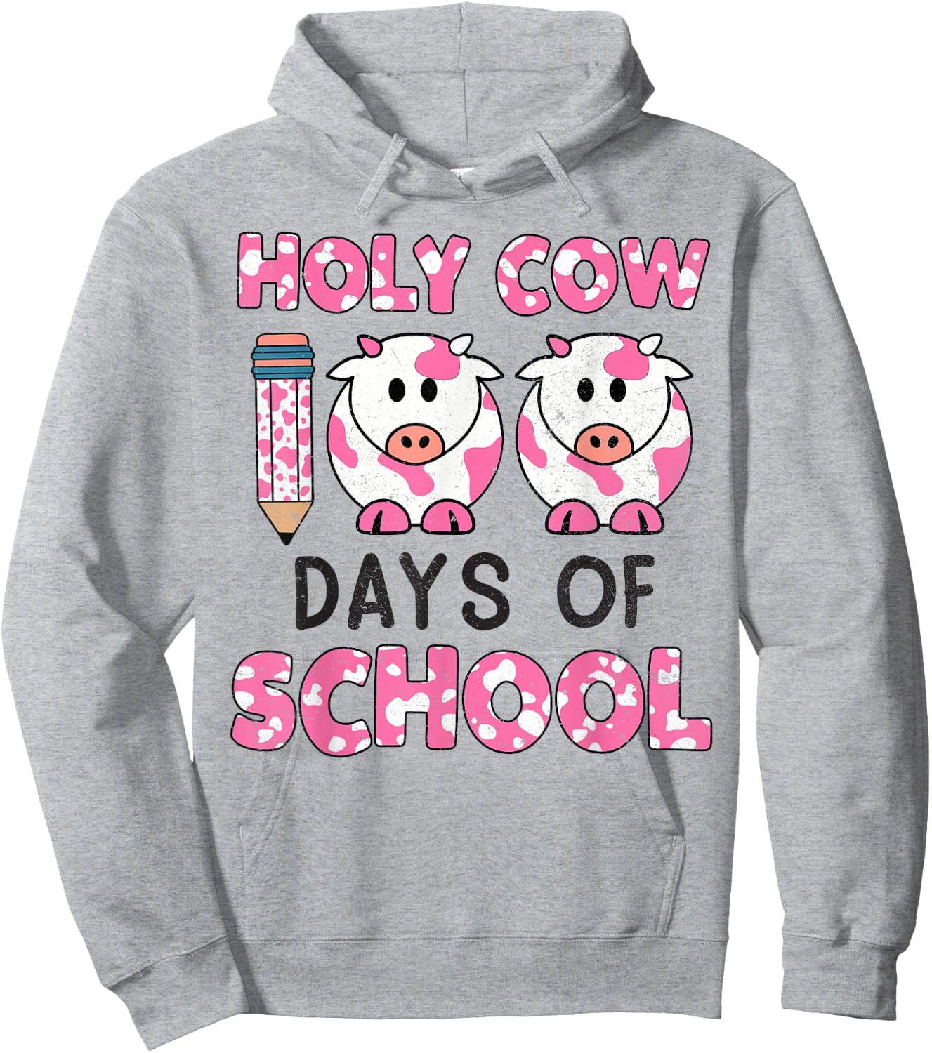 Holy Cow 100 Days Of School 100 Days Smarter Teachers Kids Hoodie - Hoodie | Ash