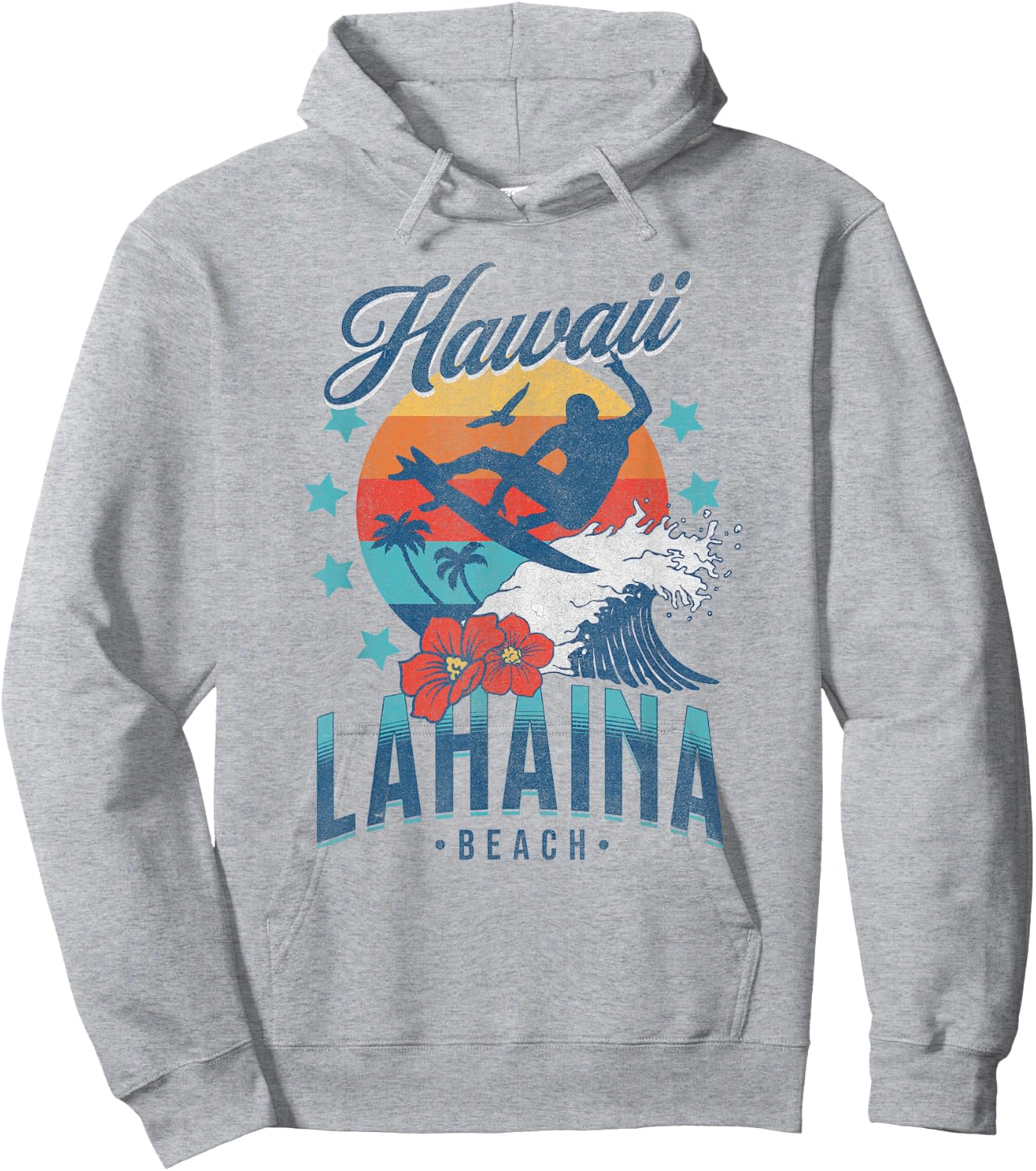 Lahaina Beach Hawaii Surfing Vintage Hawaiian Retro Surf Hoodie - Hoodie | Ash