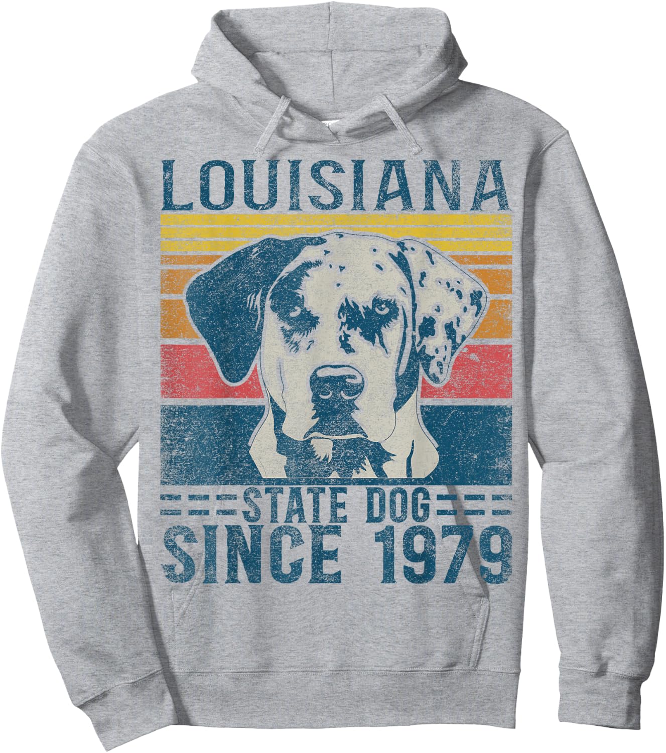Louisiana Catahoula Leopard Dog Fan Lover Retro Hoodie - Hoodie | Ash