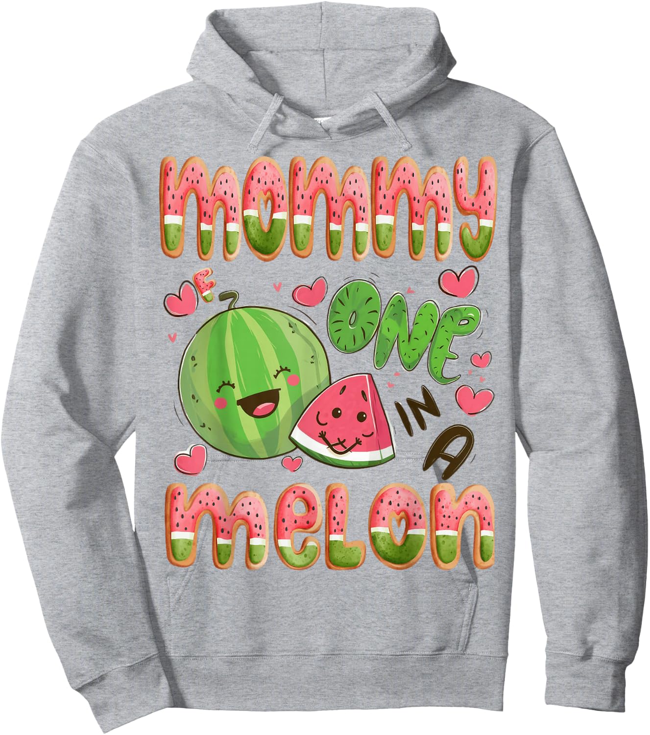Mommy Of One In A Melon 1St Birthday Watermelon Bday Party Hoodie - Hoodie | Ash