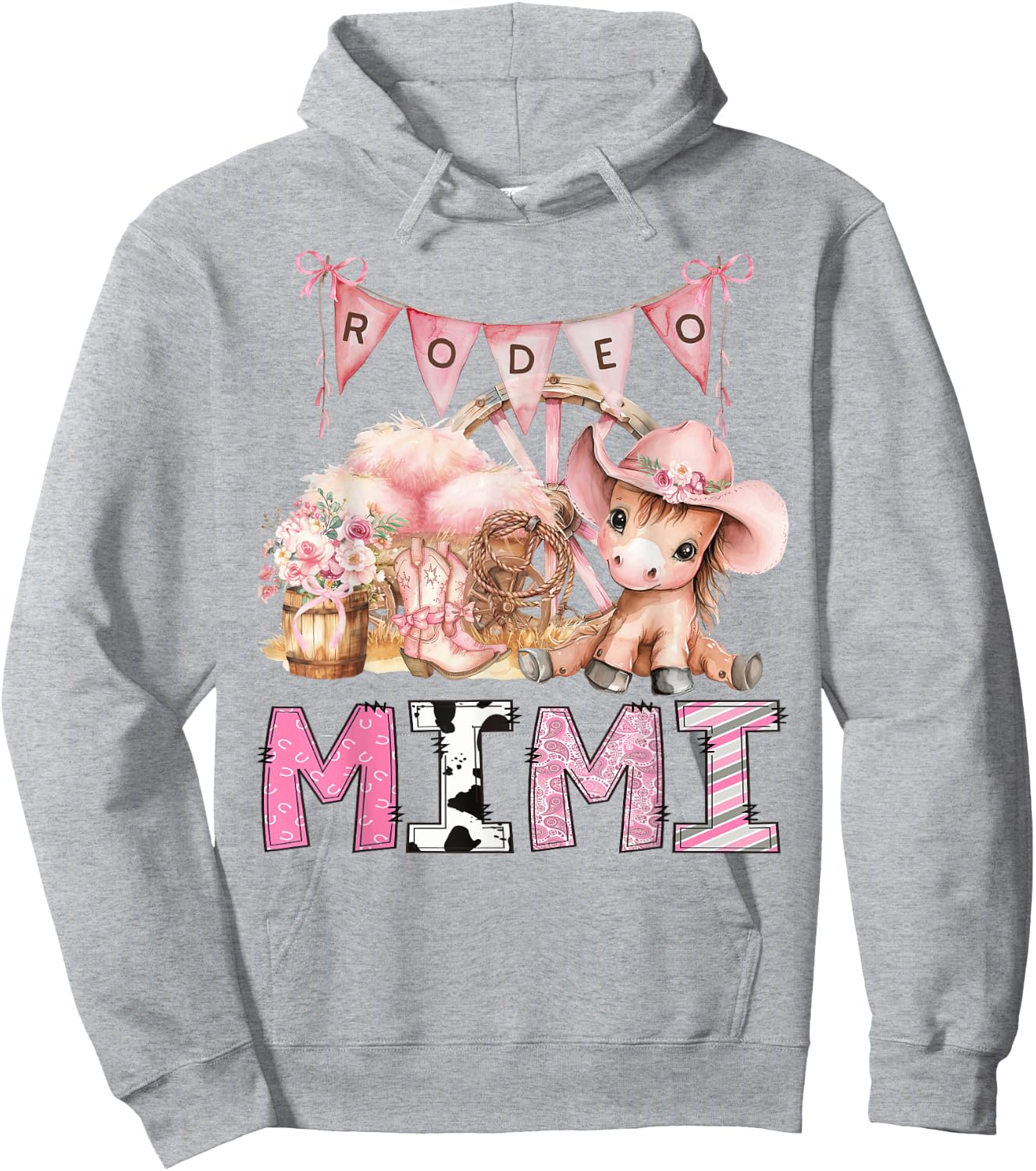 CowGirl Rodeo Mimi Pink Coquette 1St Birthday Party Hoodie - Hoodie | Ash