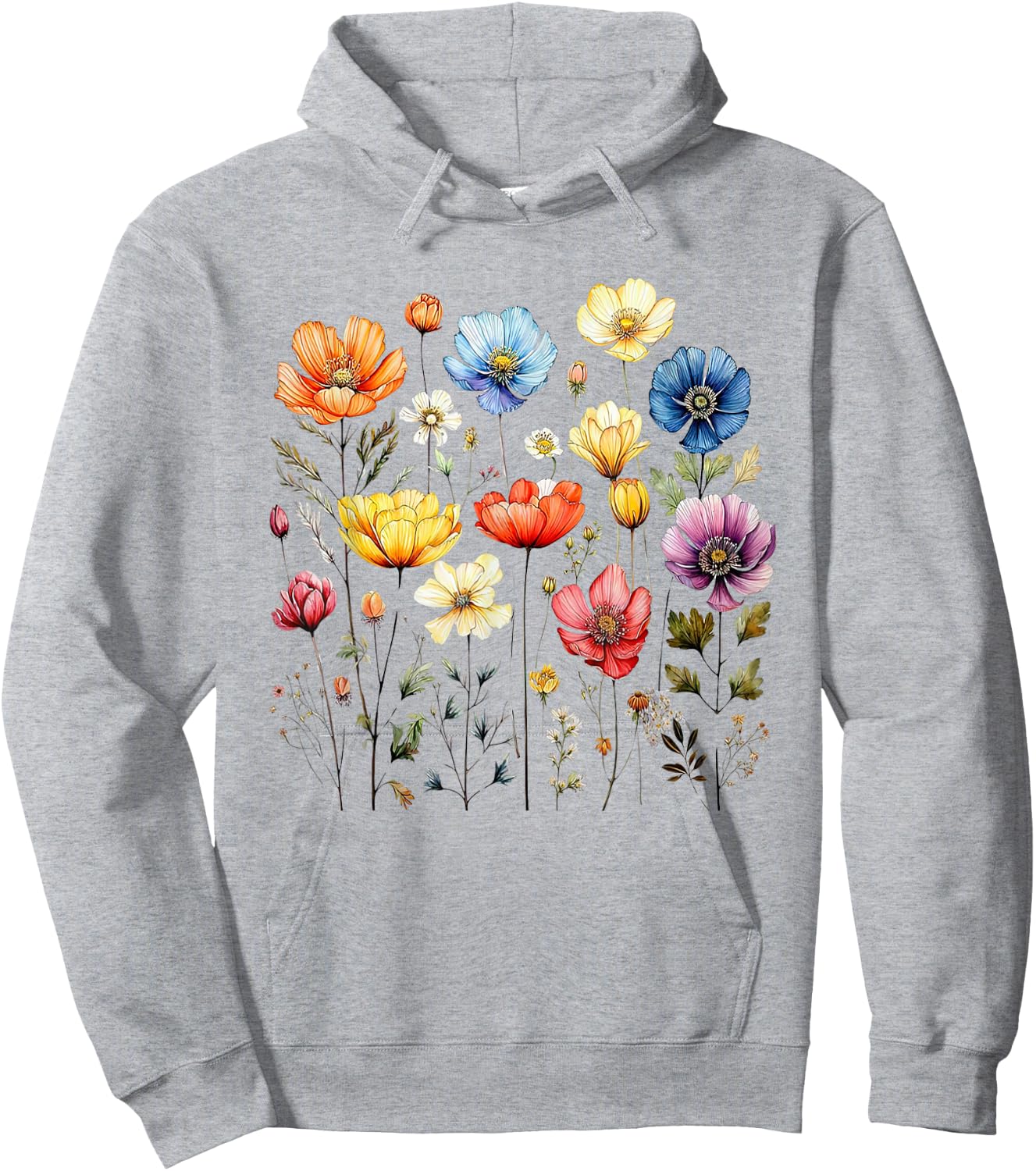 Wildflowers Summer Garden Spring Flowers Retro Women , white, S Hoodie - Hoodie | Ash