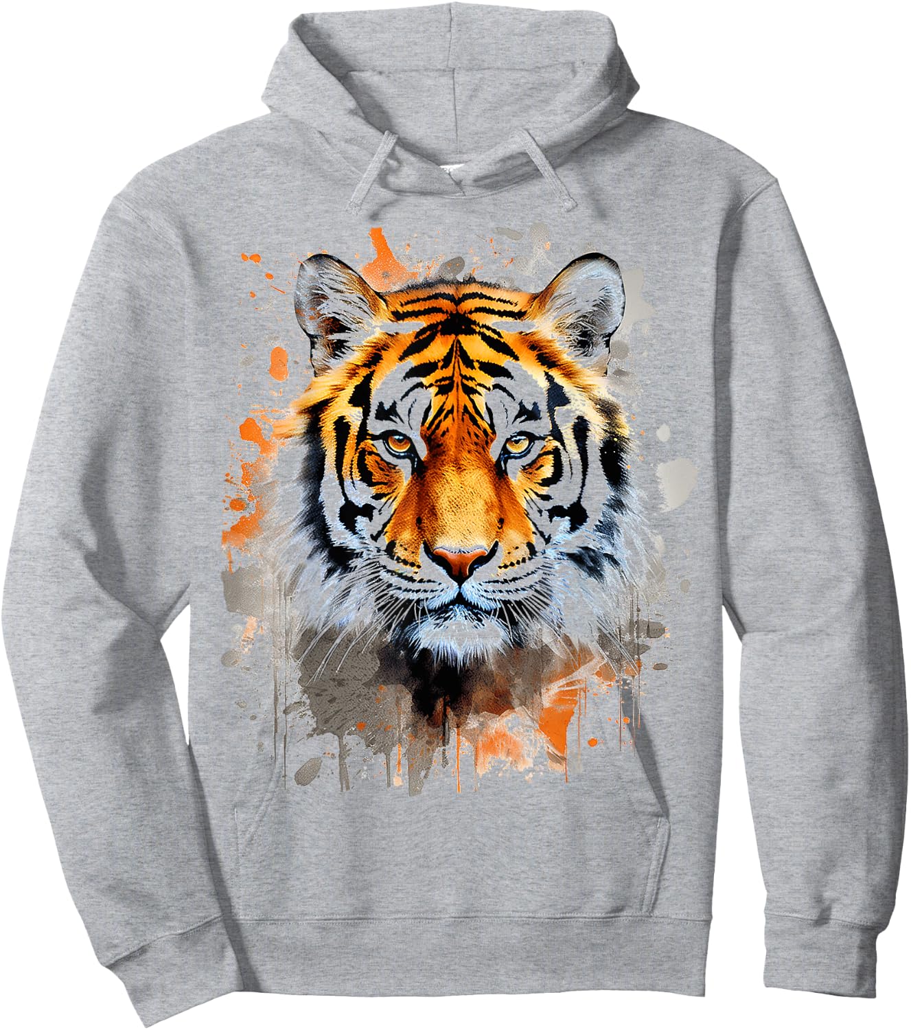 Tiger Animal Abstract Graphic Colorful Painting Tiger , white, S Hoodie - Hoodie | Ash