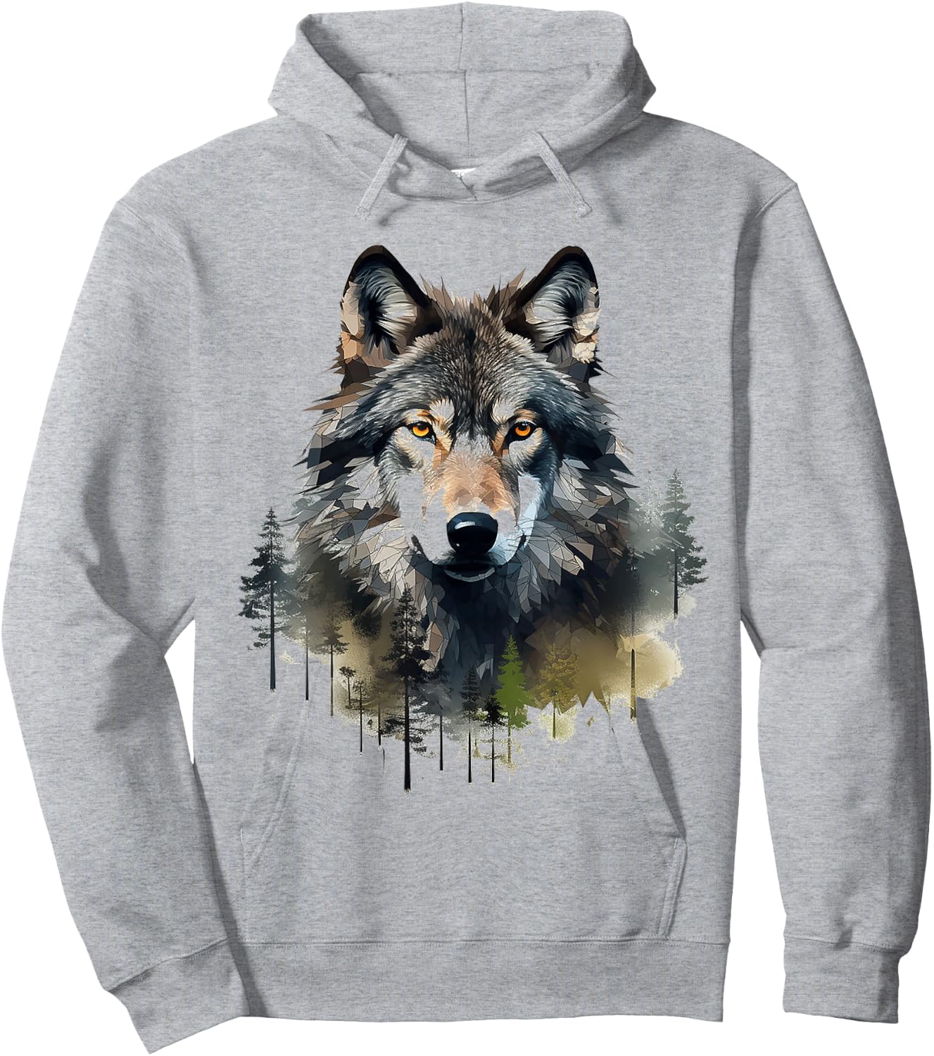 Wolf Animal Nature Pattern Abstract Illustration Painting Wolf , white, S Hoodie - Hoodie | Ash