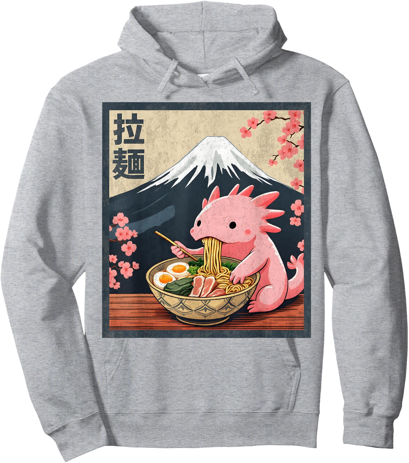 Kawaii Axolotl Eating Ramen Anime Hoodie - Hoodie | Ash