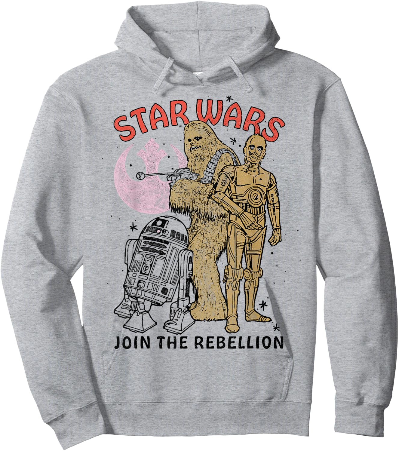 Star Wars Chewbacca R2-D2 C-3PO Join The Rebellion Hoodie - Hoodie | Ash
