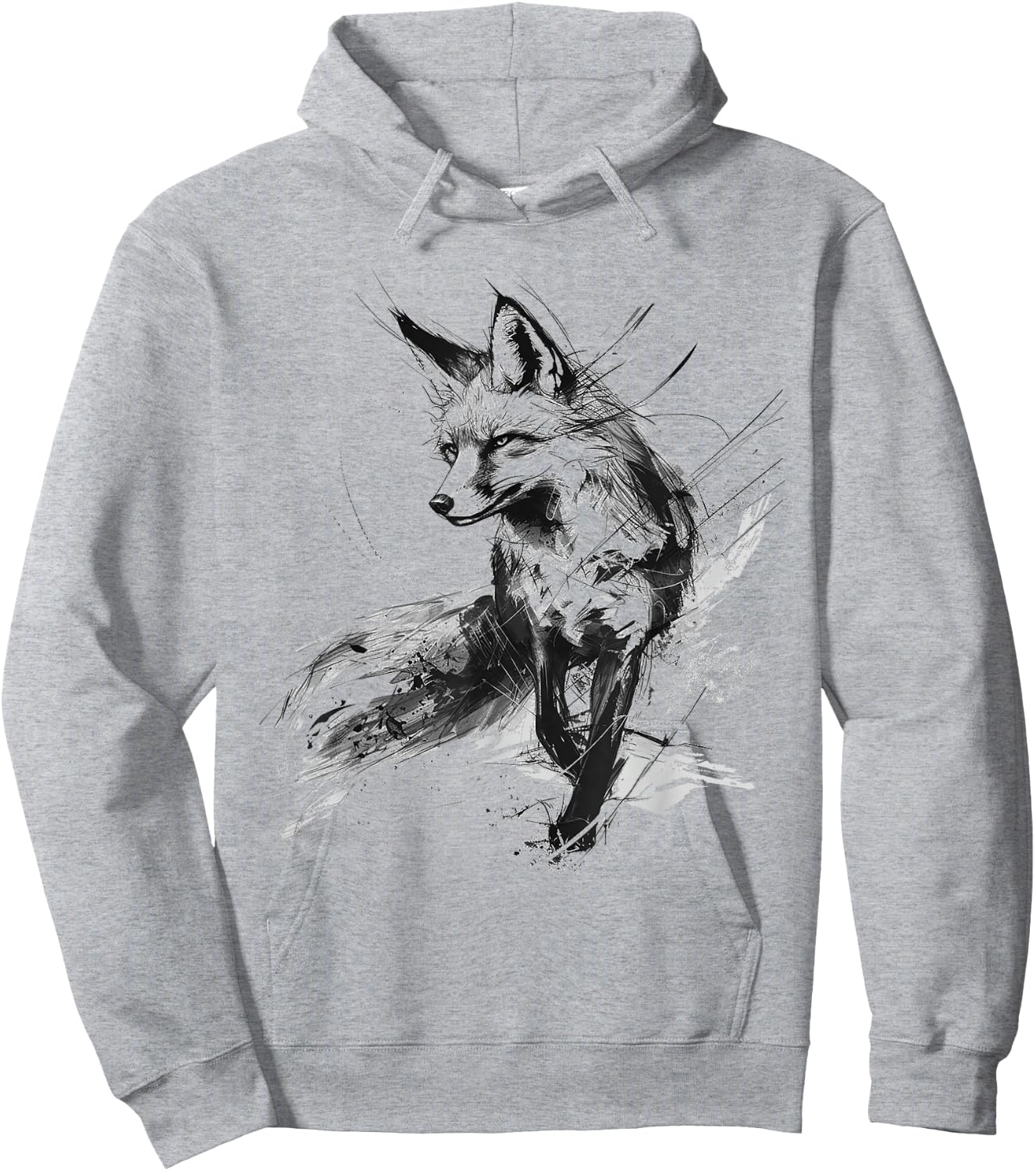 Fuchs Tierdruck Zoo Zeichnung Kunstwerk Abstrakter Fuchs Hoodie - Hoodie | Ash
