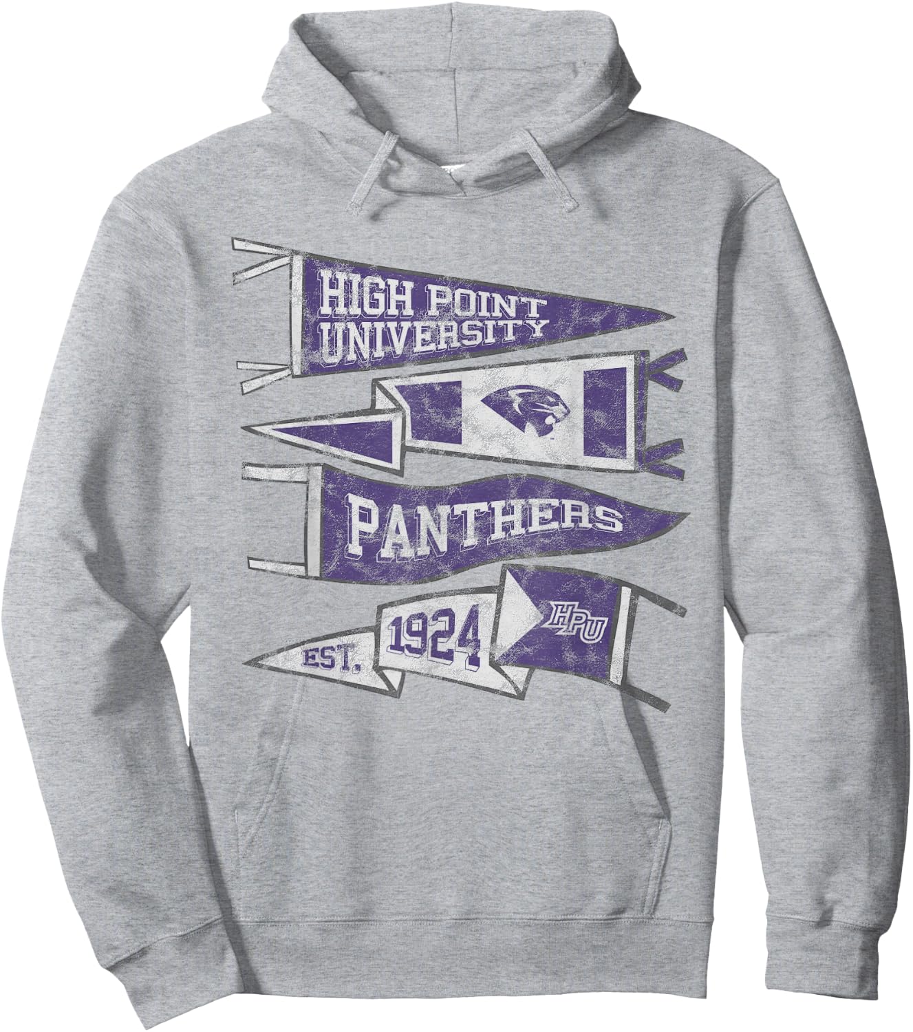 High Point University Panthers Distressed Pennants Hoodie - Hoodie | Ash