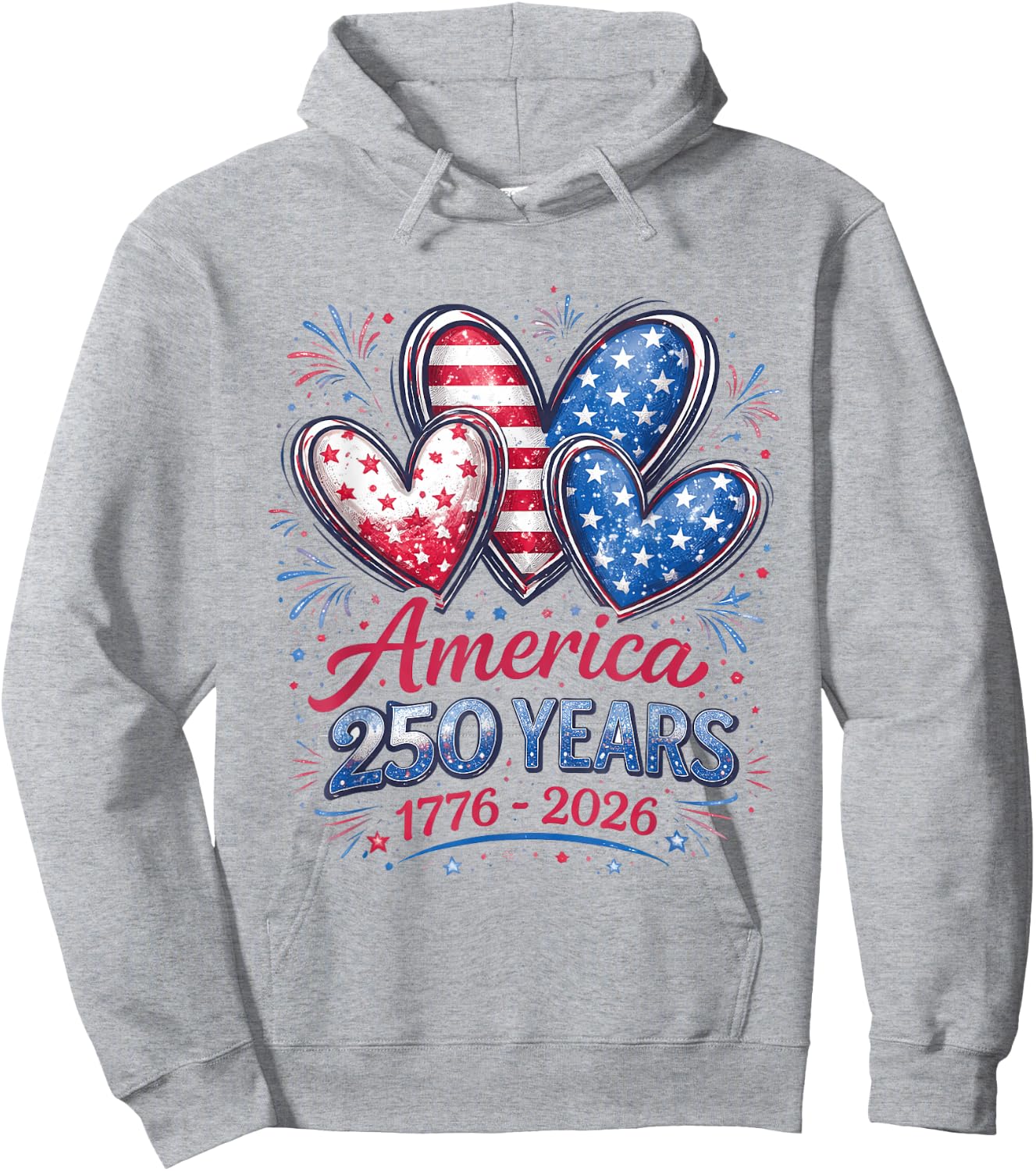 250th Anniversary America Flag Heart 250 Year Women Girls Hoodie - Hoodie | Ash
