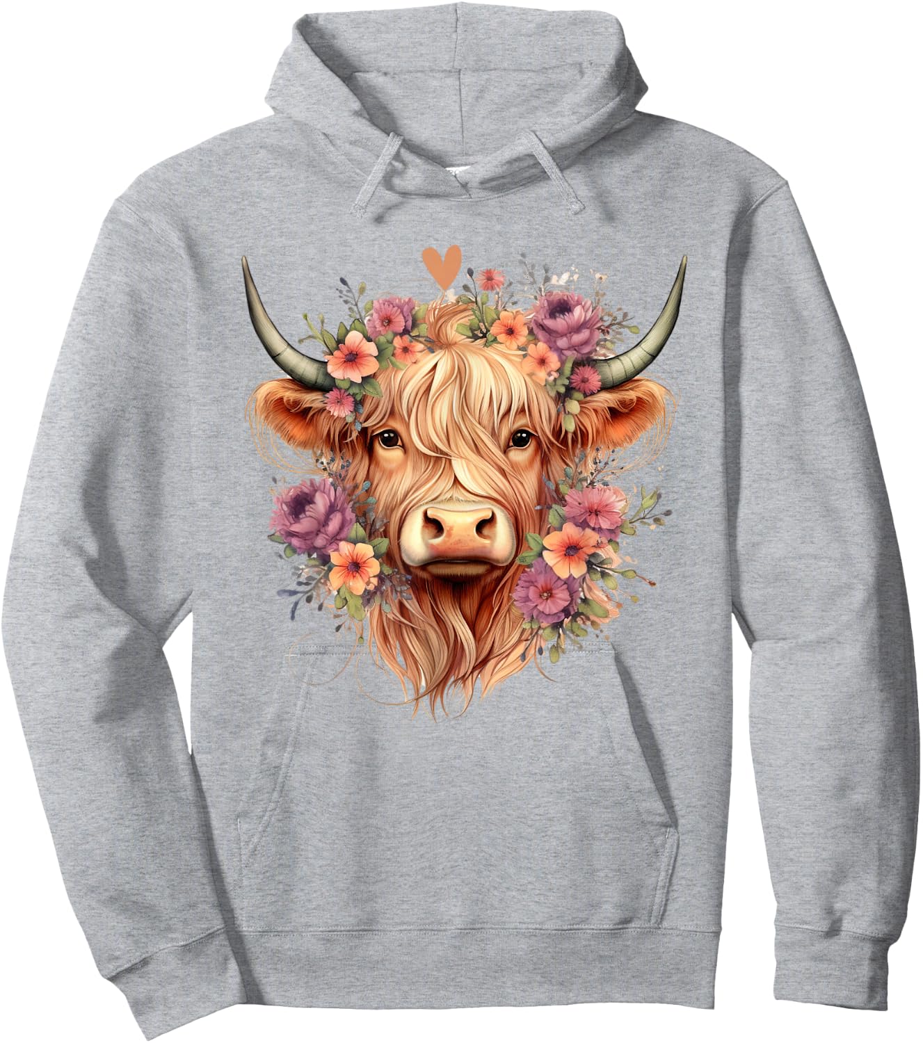Floral Western Highland Cow Mother's Day Cow Lover Funny , White Hoodie - Hoodie | Ash
