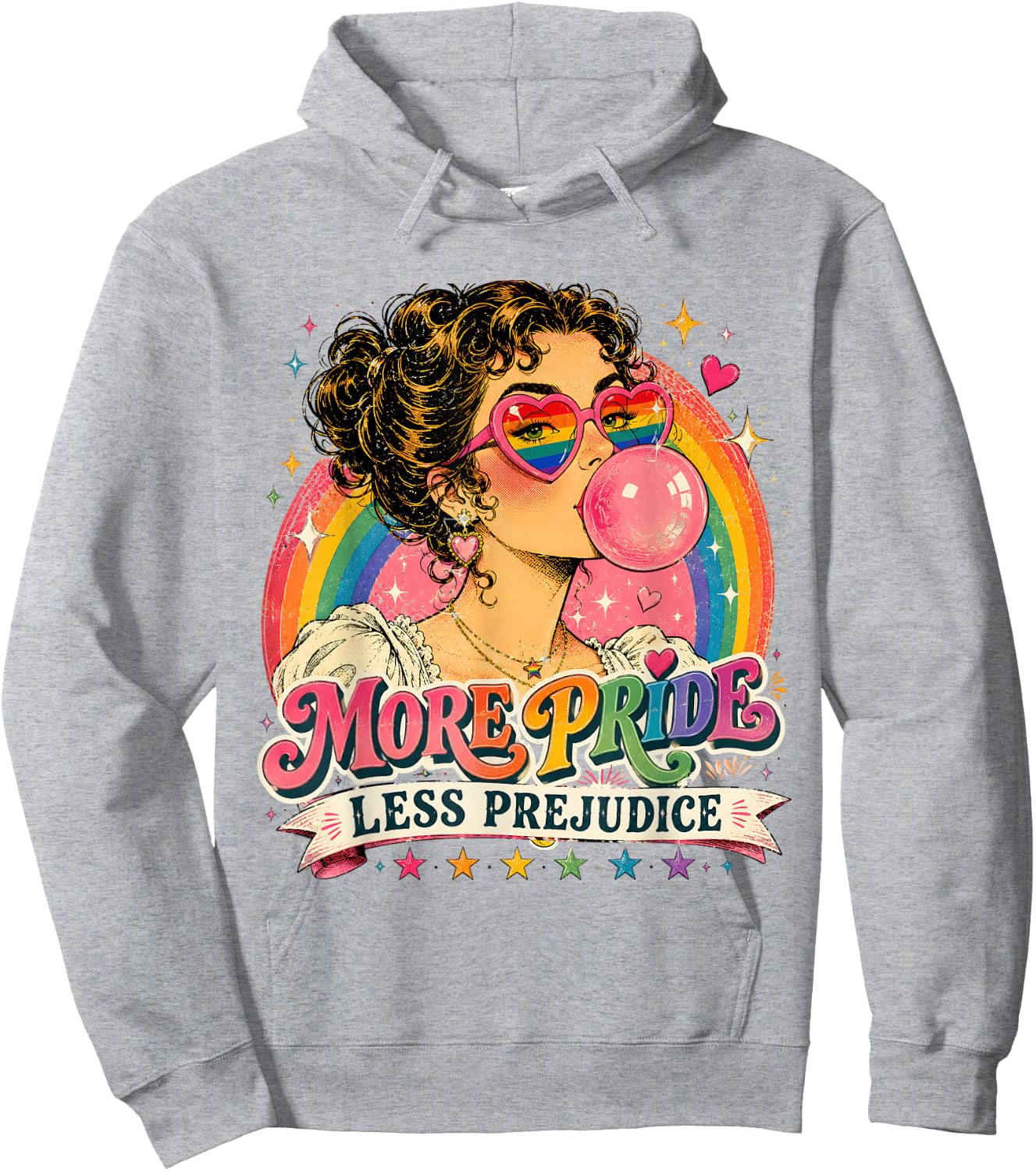More Pride Less Prejudice LGBT Gay Lesbian Support Art Hoodie - Hoodie | Ash