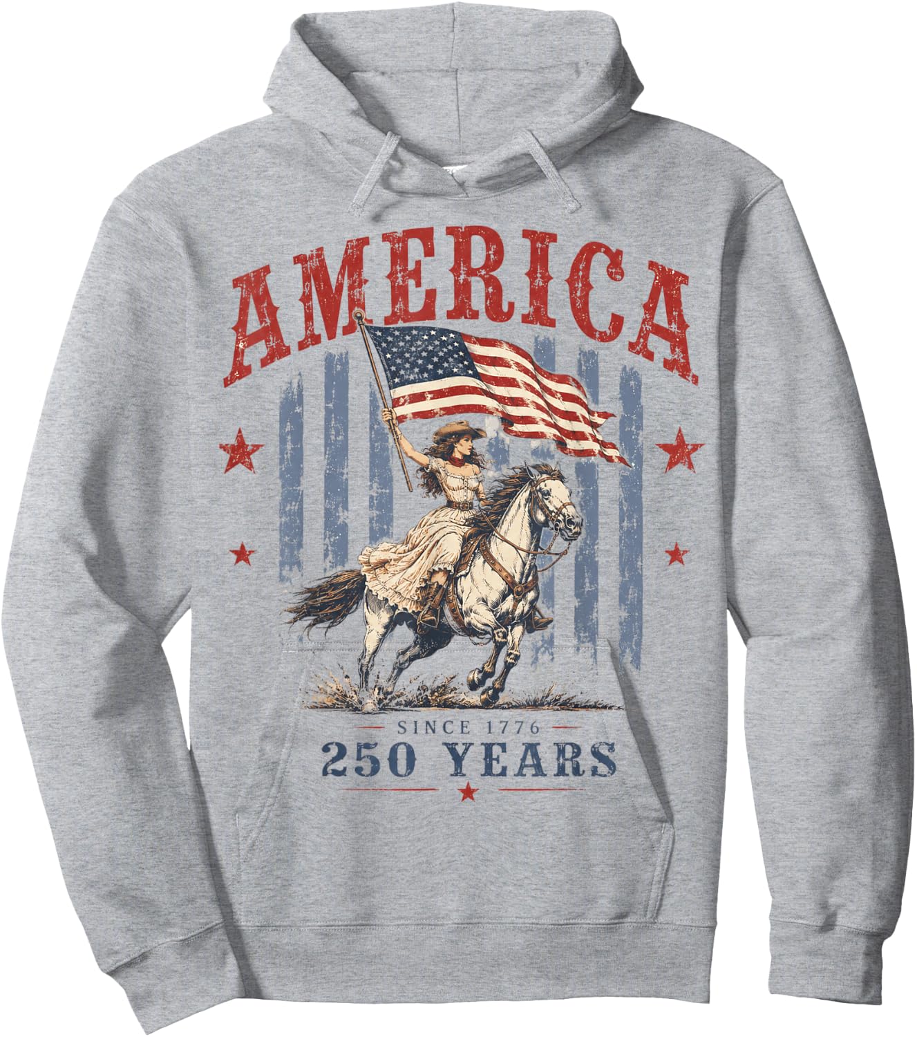 America 250 Years Patriotic Cowgirl 4th July for Girl Women Hoodie - Hoodie | Ash
