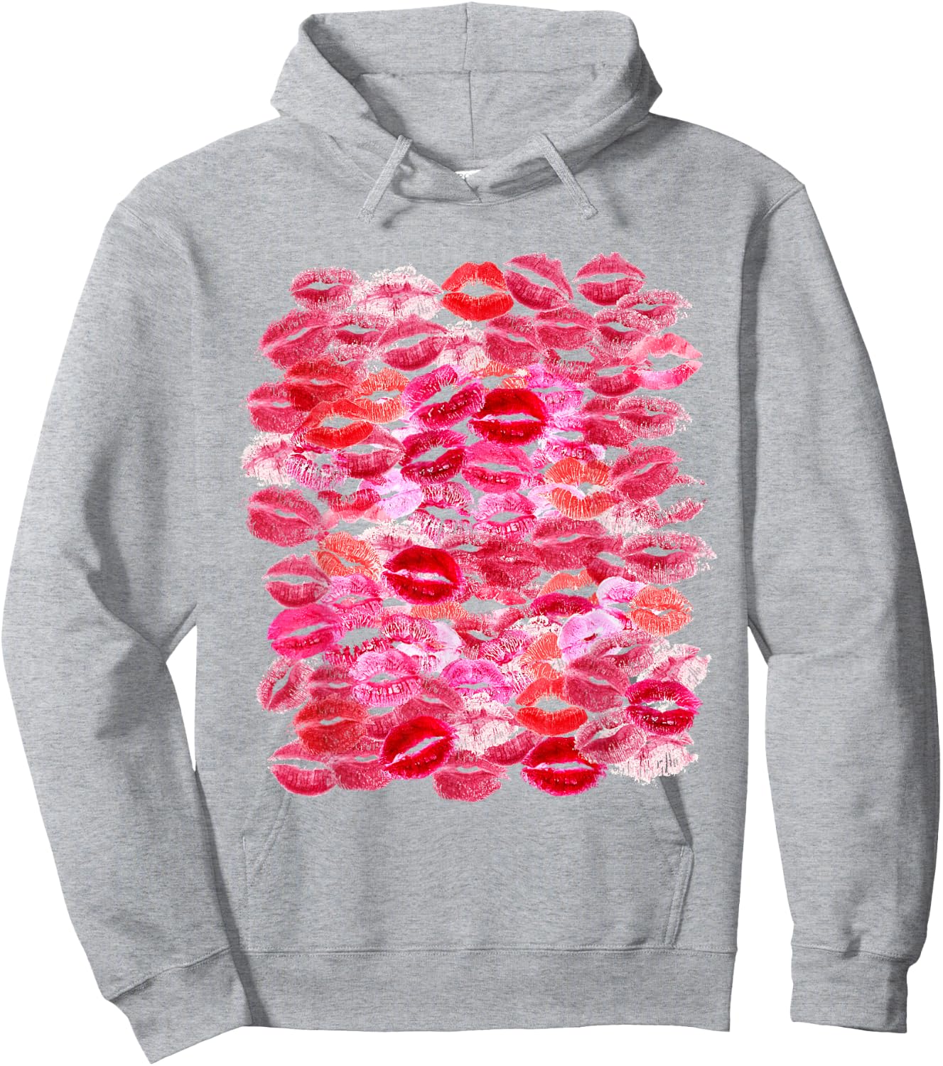 Vorder- und Rückseite Druck - Lippenstift Kisses White For Boyfriend Hoodie - Hoodie | Ash