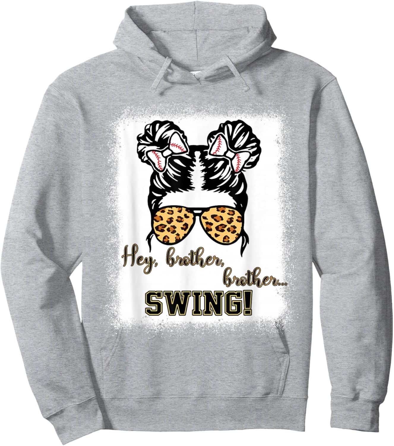 Kids Baseball Sister Hey Brother Brother Swing Toddler Girls Hoodie - Hoodie | Ash