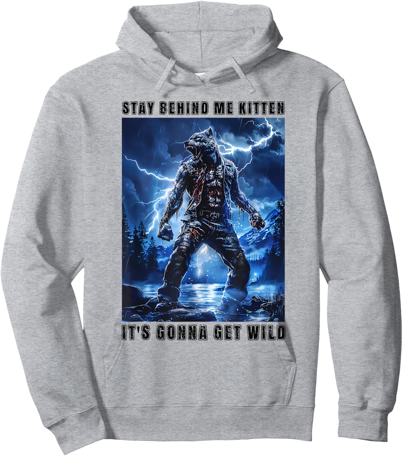 Super Cringy Alpha Wolf Kitten Meme Stay Behind Me Kitten Hoodie - Hoodie | Ash