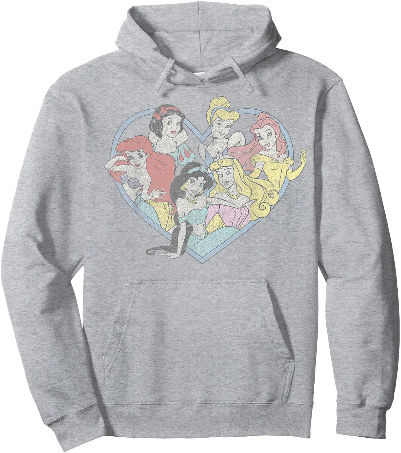 Disney Princess Valentine's Day Vintage Heart Group Shot Hoodie - Hoodie | Ash