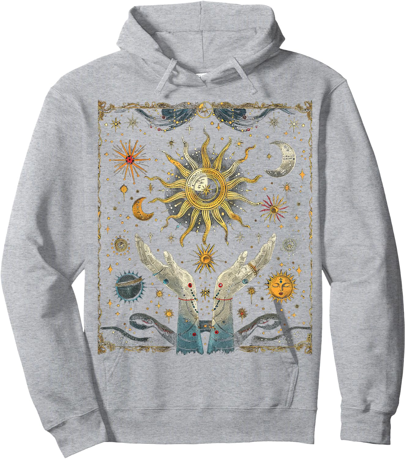 mystische Schlange Mond und Sonne Tarot Karte Kristalle Hoodie - Hoodie | Ash