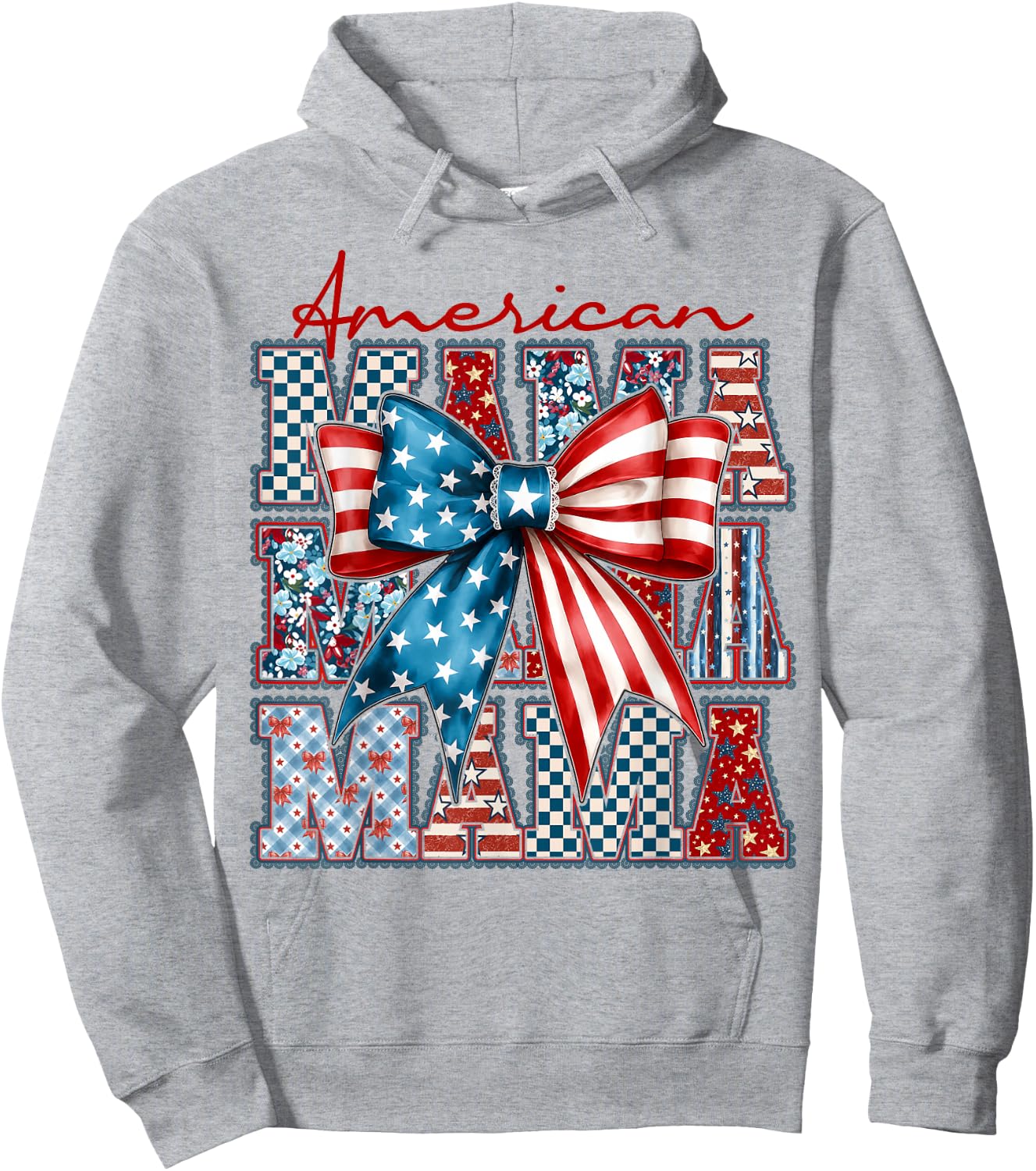 America Mama USA Flag Coquette 4th of July US America Women Hoodie - Hoodie | Ash