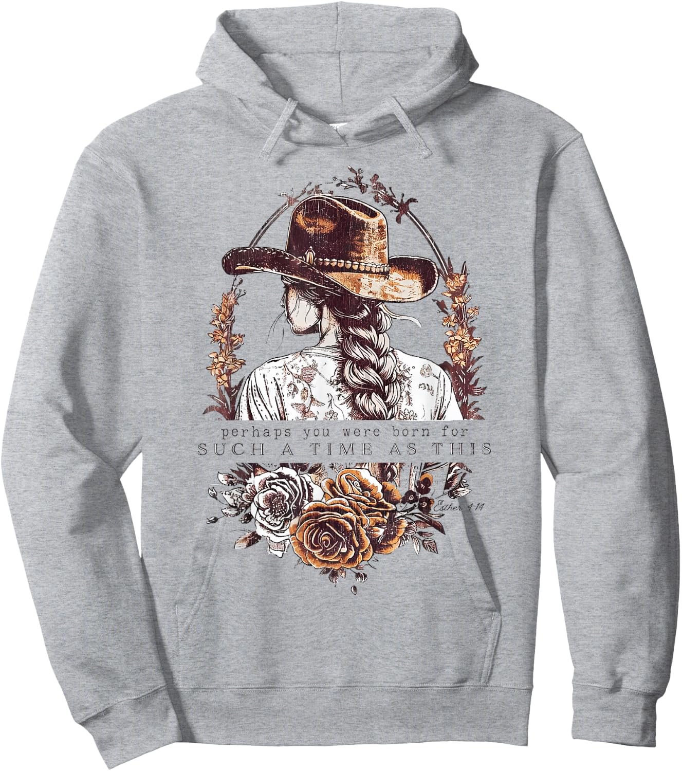 Western Esther 4:14 For Such a Time as This Vintage Cowgirl Hoodie - Hoodie | Ash