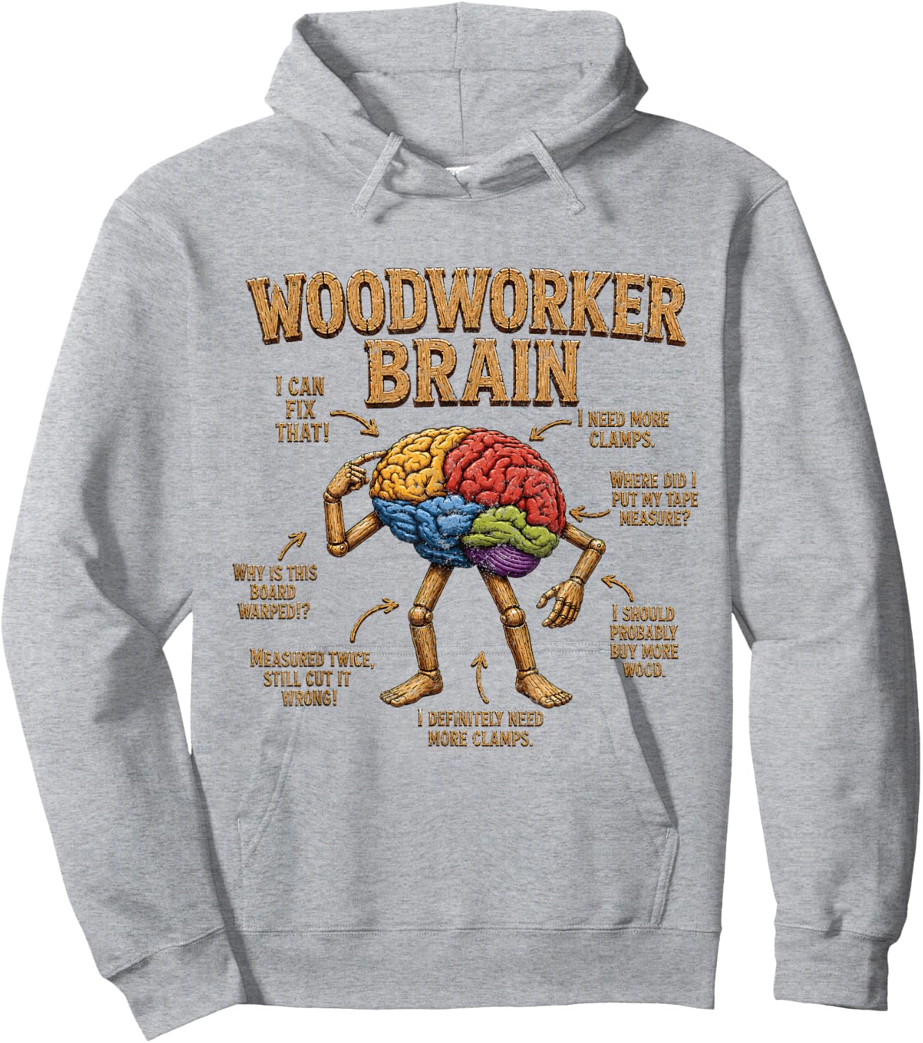 Woodworker Brain Anatomy Funny Lumber Woodworking Carpenter Hoodie - Hoodie | Ash