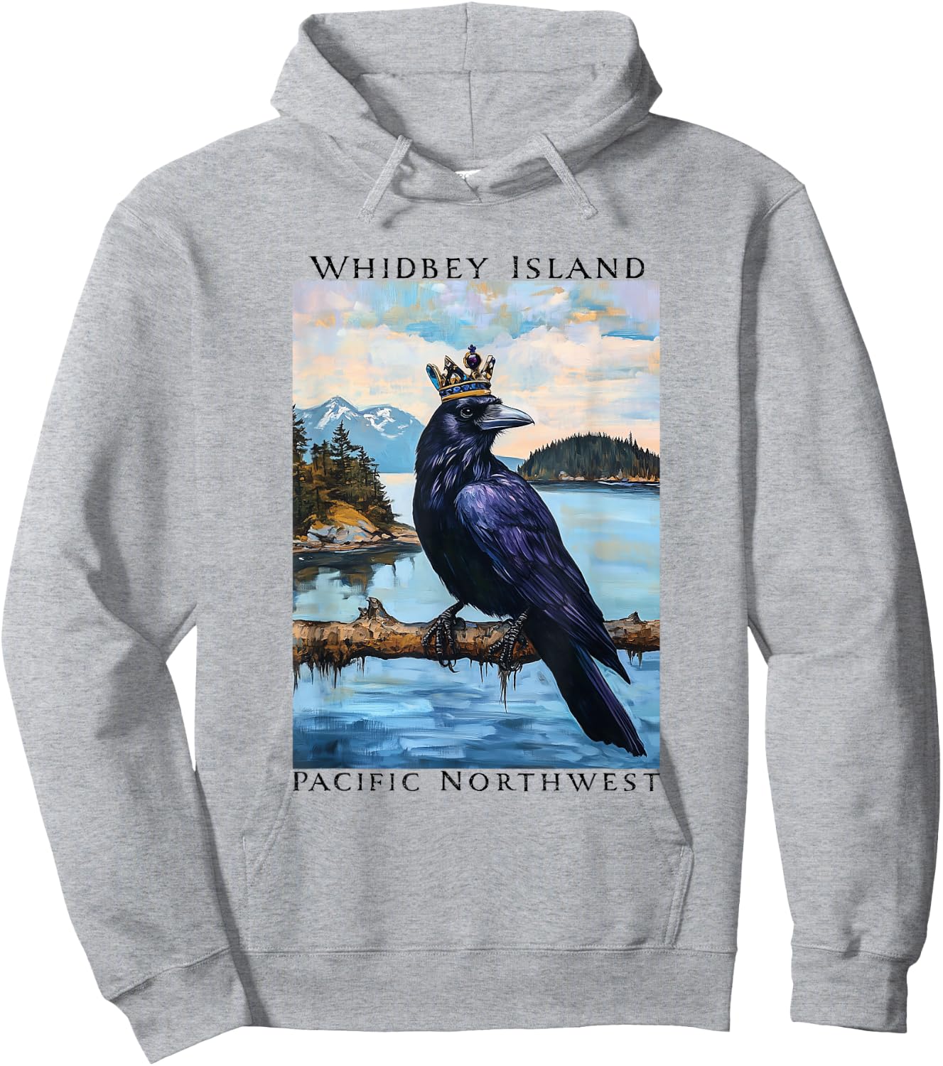 Whidbey Island Washington Crows Pacific Northwest Boating Hoodie - Hoodie | Ash