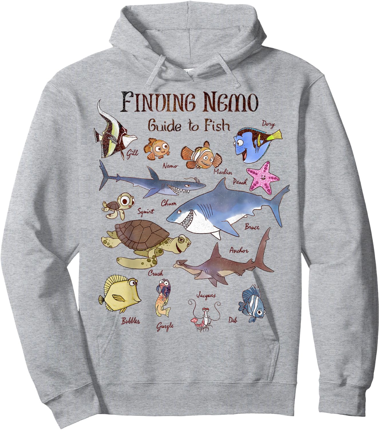 Disney Pixar Finding Nemo Guide to Fish Textbook Sketches Hoodie - Hoodie | Ash
