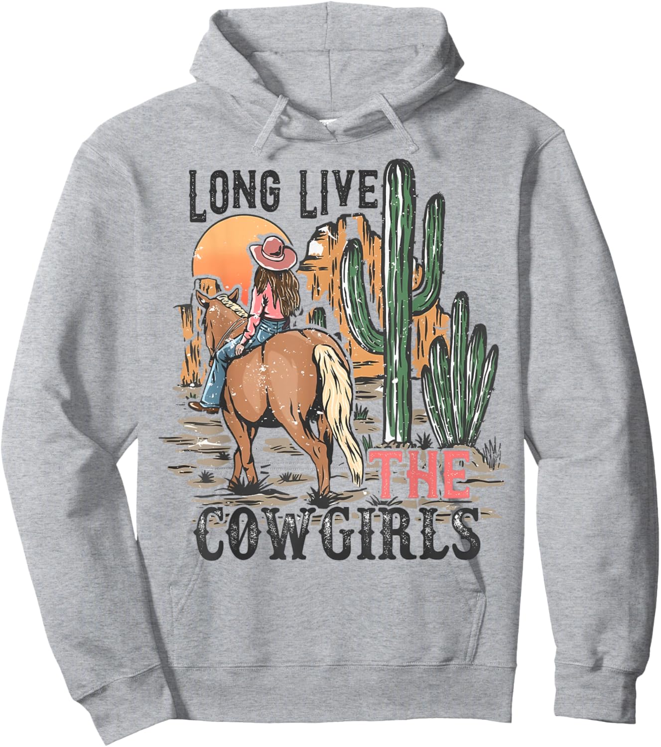 Long Live Western Cowgirls Vintage Texas Funny Country Music Hoodie - Hoodie | Ash