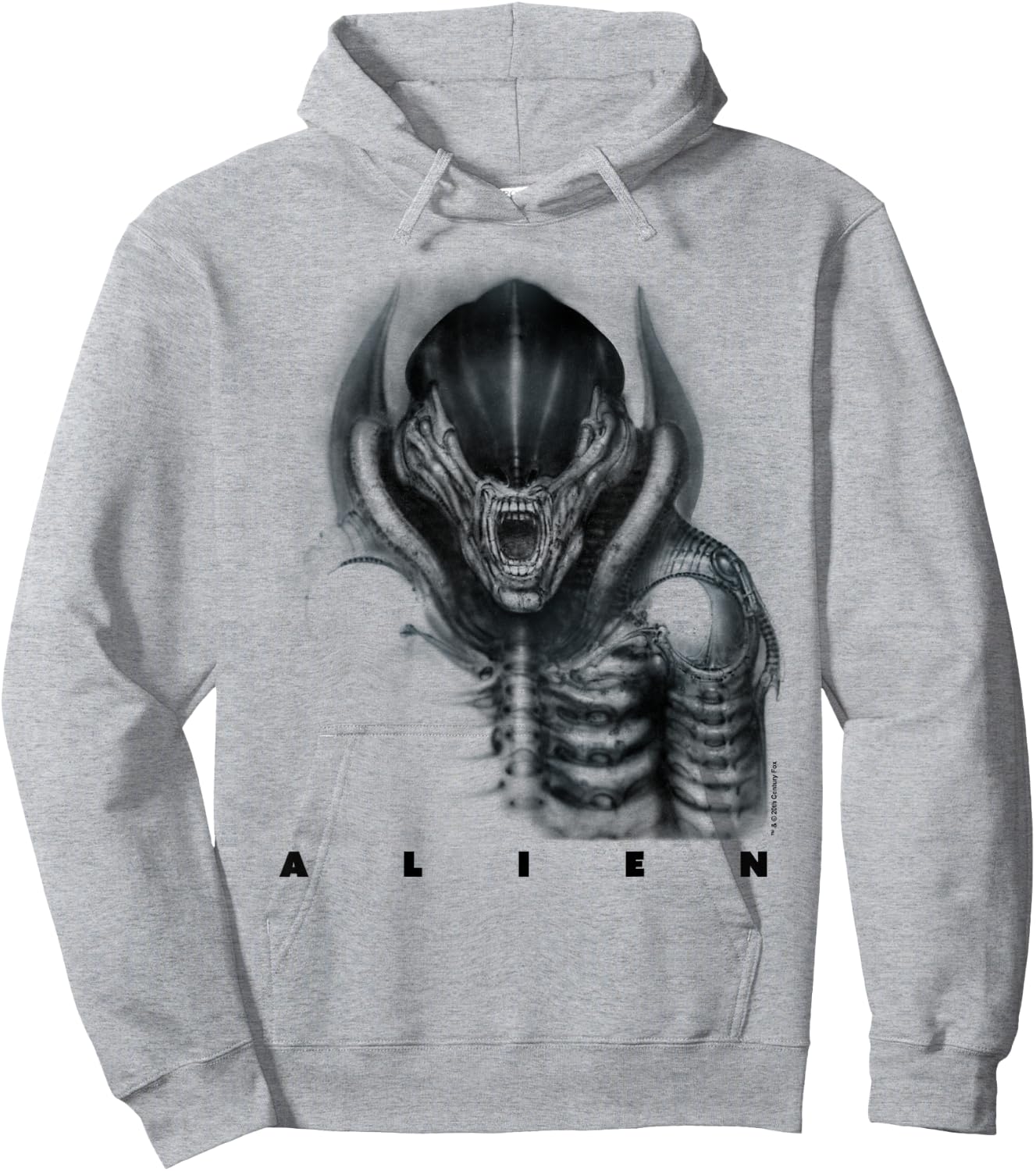 Aliens Iconic Epic Xenomorph Faded Big Chest Epic Portrait Hoodie - Hoodie | Ash