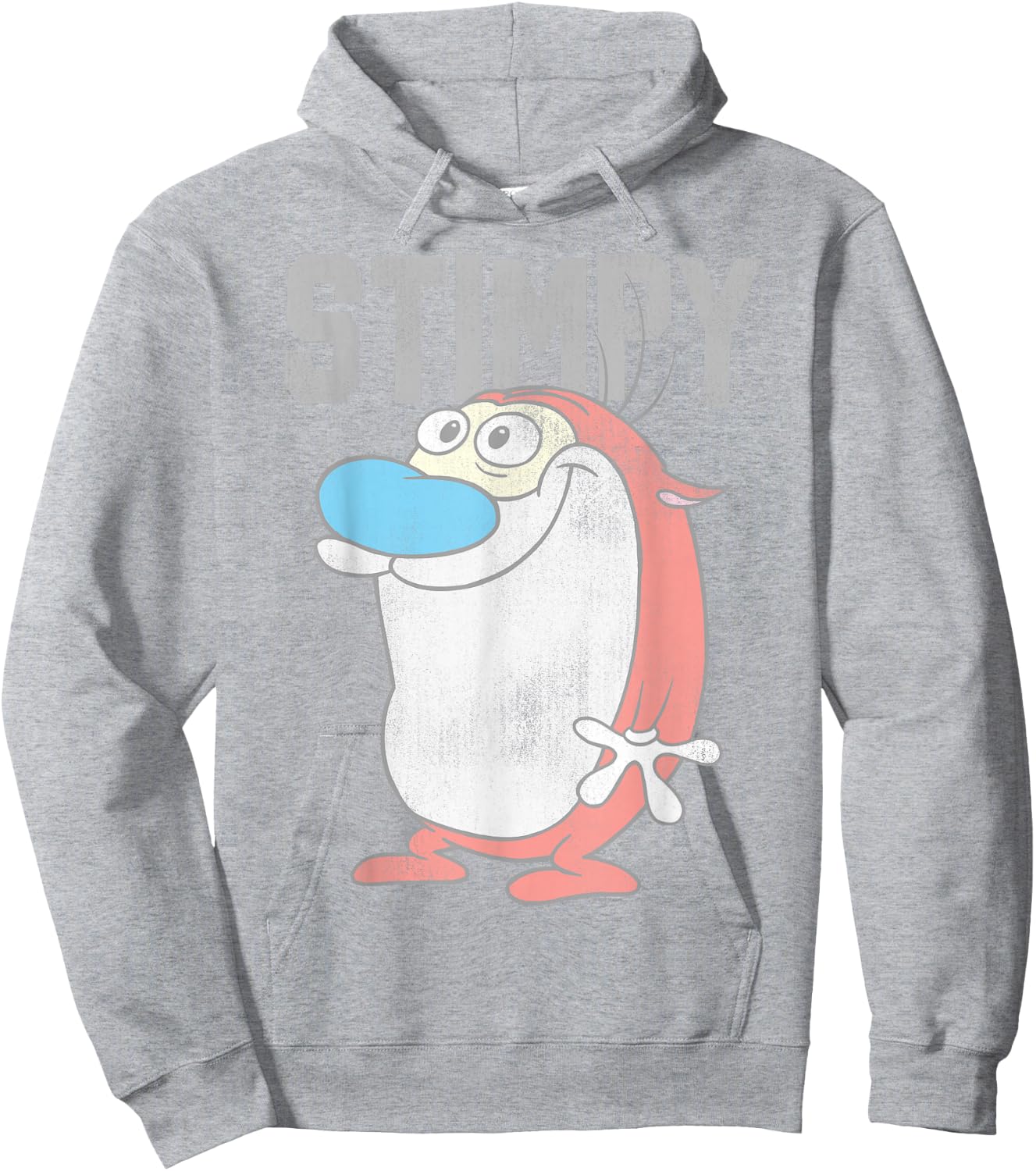 Ren and Stimpy College Stimpy , Weiß, S, Herren, , Cartoon, Klassisch, Polyester, Baumwolle, Halbarm Hoodie - Hoodie | Ash